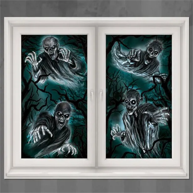 2 immagini di finestre fantasma di Halloween 165x85cm