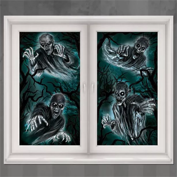 2 immagini di finestre fantasma di Halloween 165x85cm