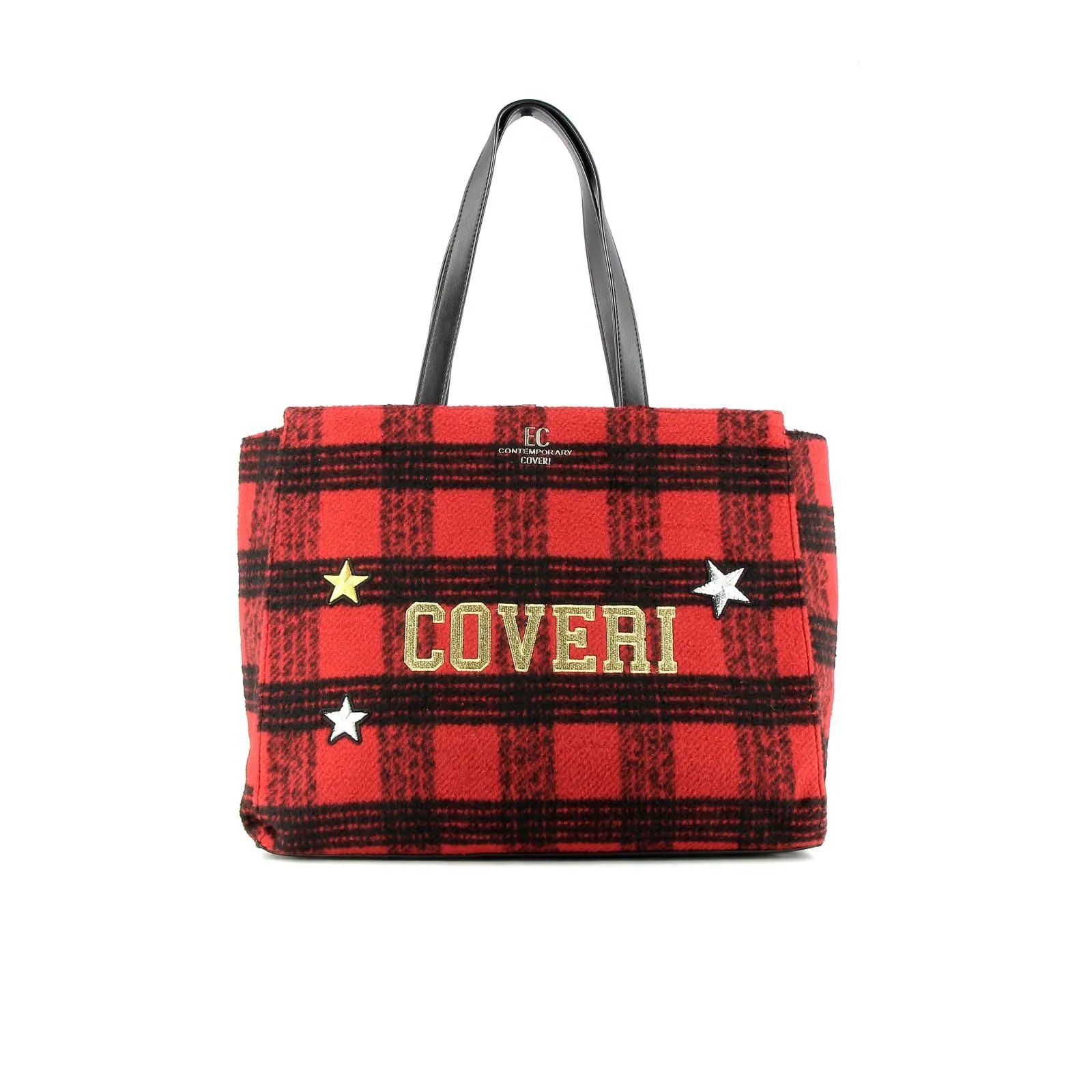 Borsa rossa e nera in tessuto check