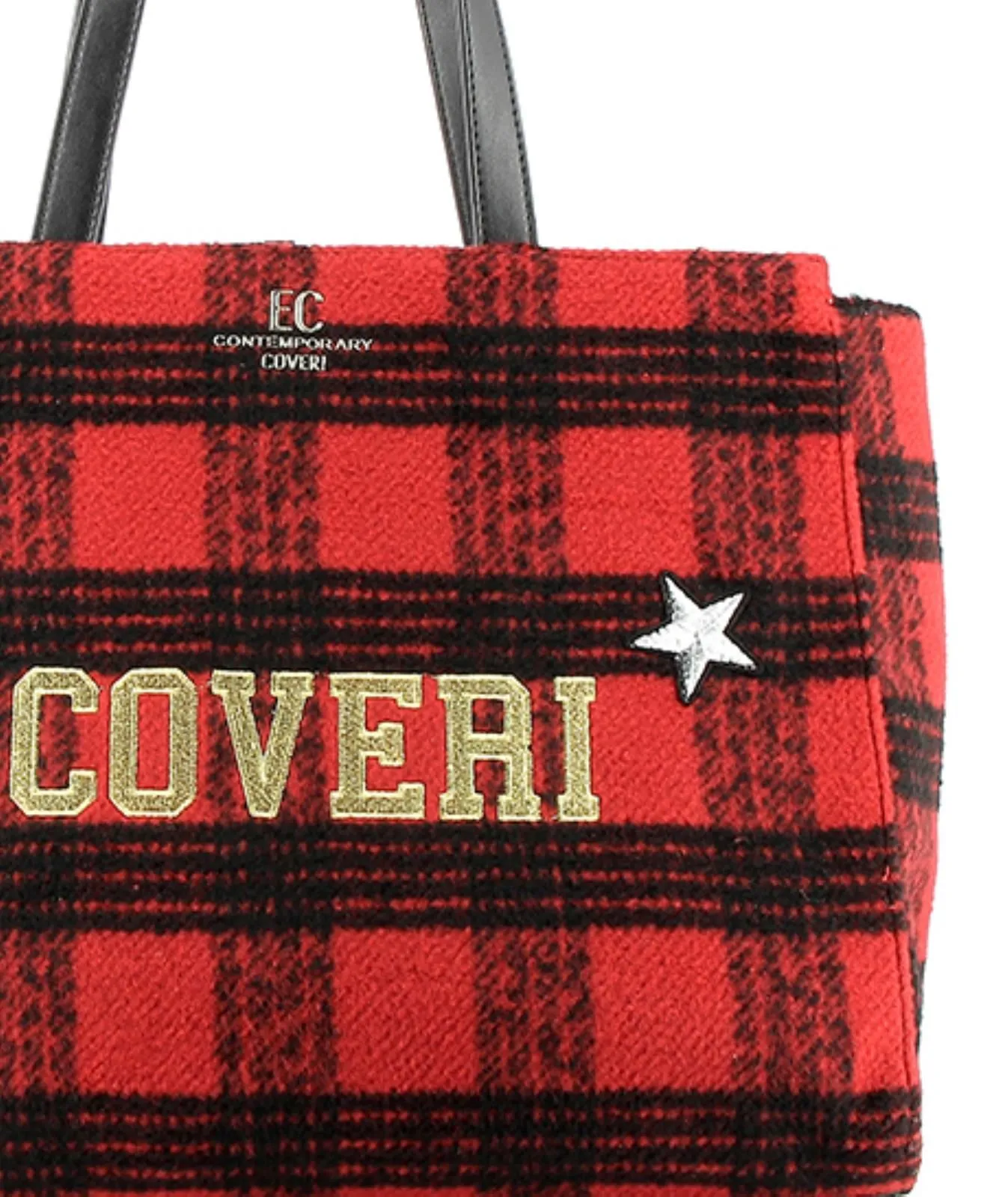 Borsa rossa e nera in tessuto check