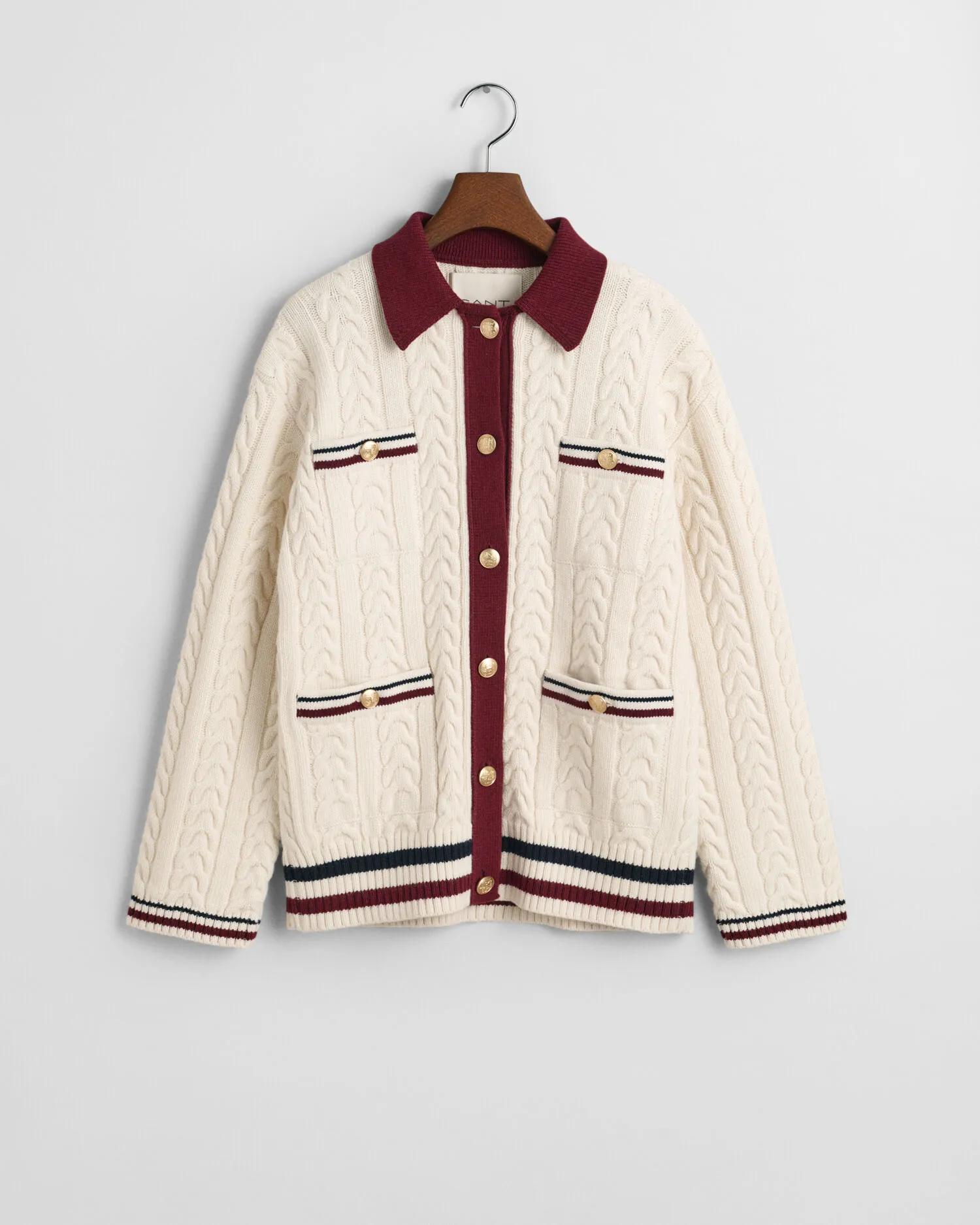 Cardigan a trecce a contrasto    