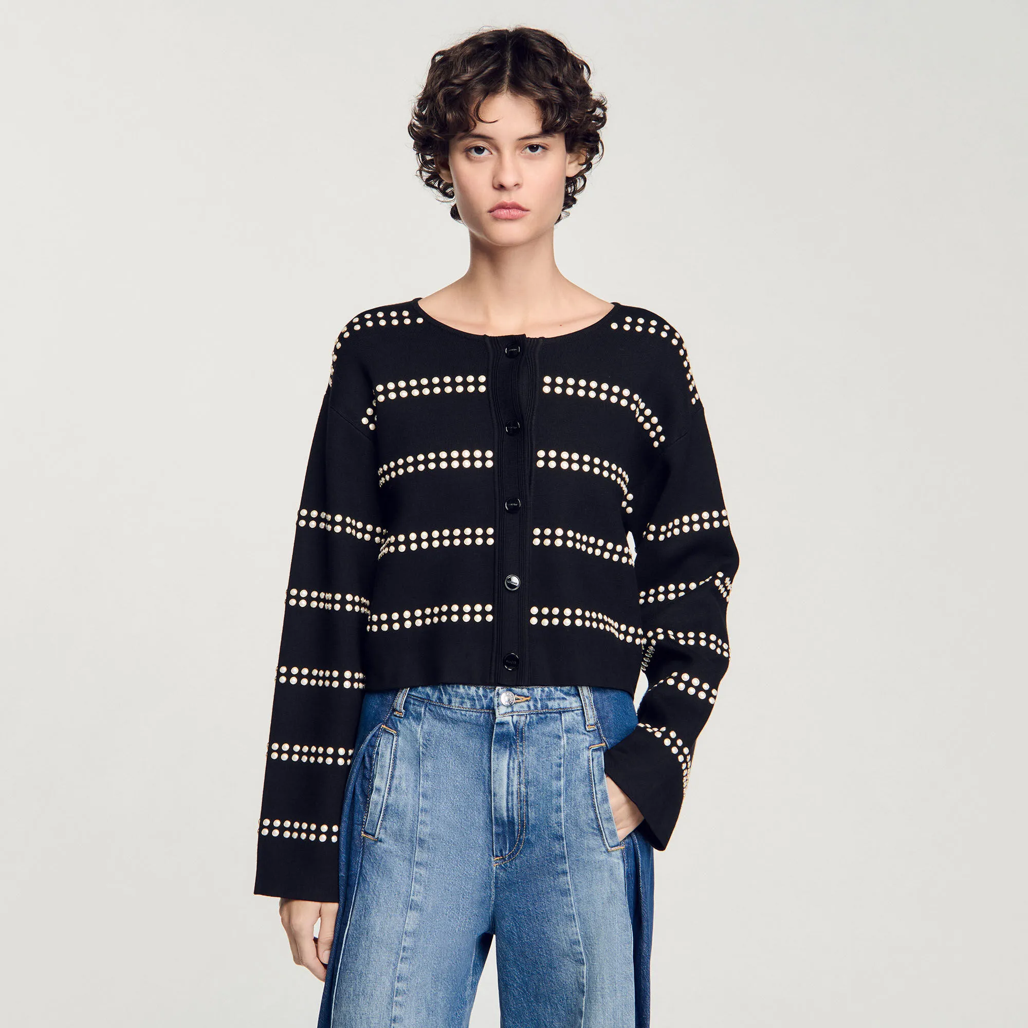 Cardigan borchiato