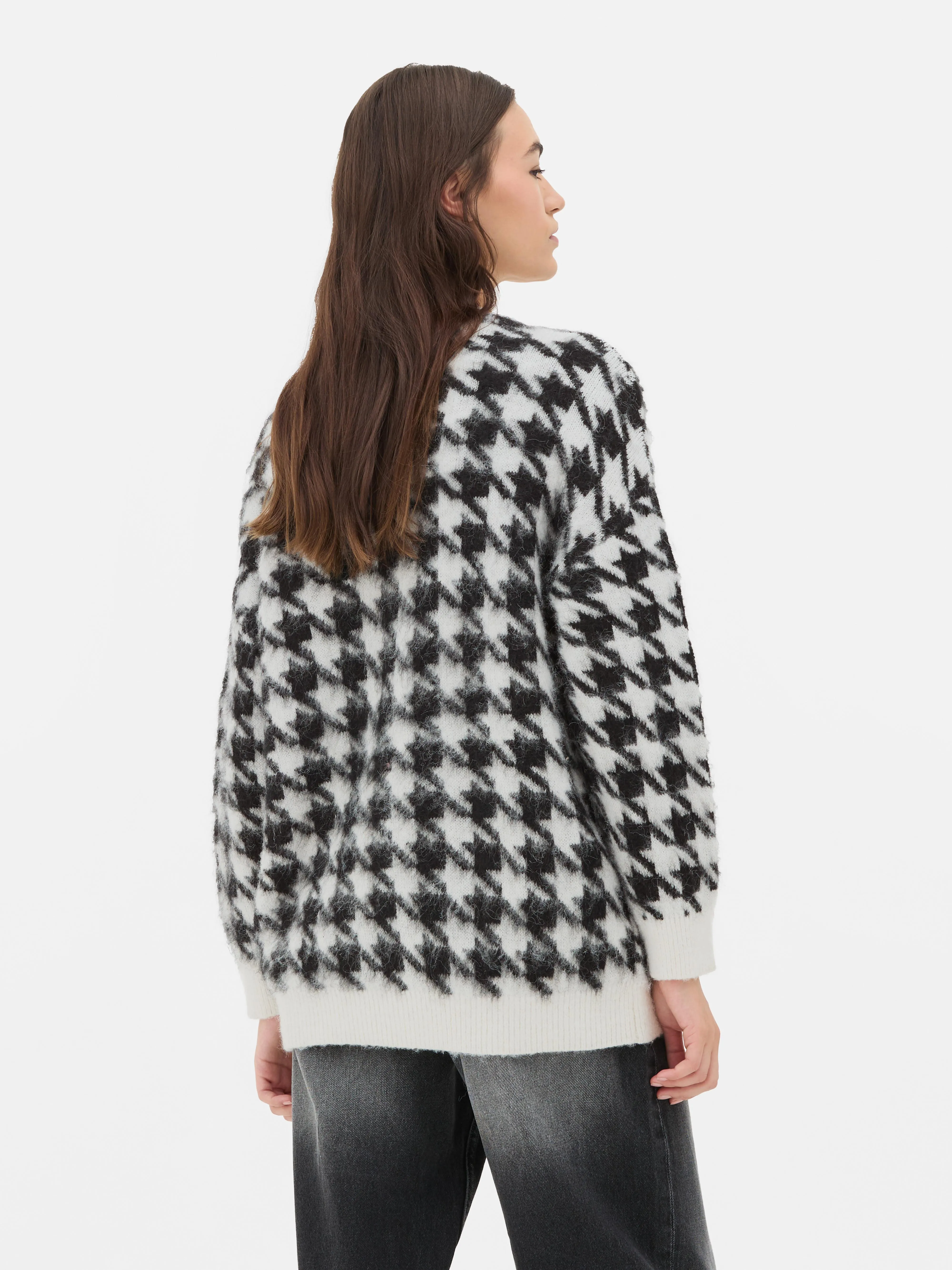 Cardigan boyfriend pied-de-poule