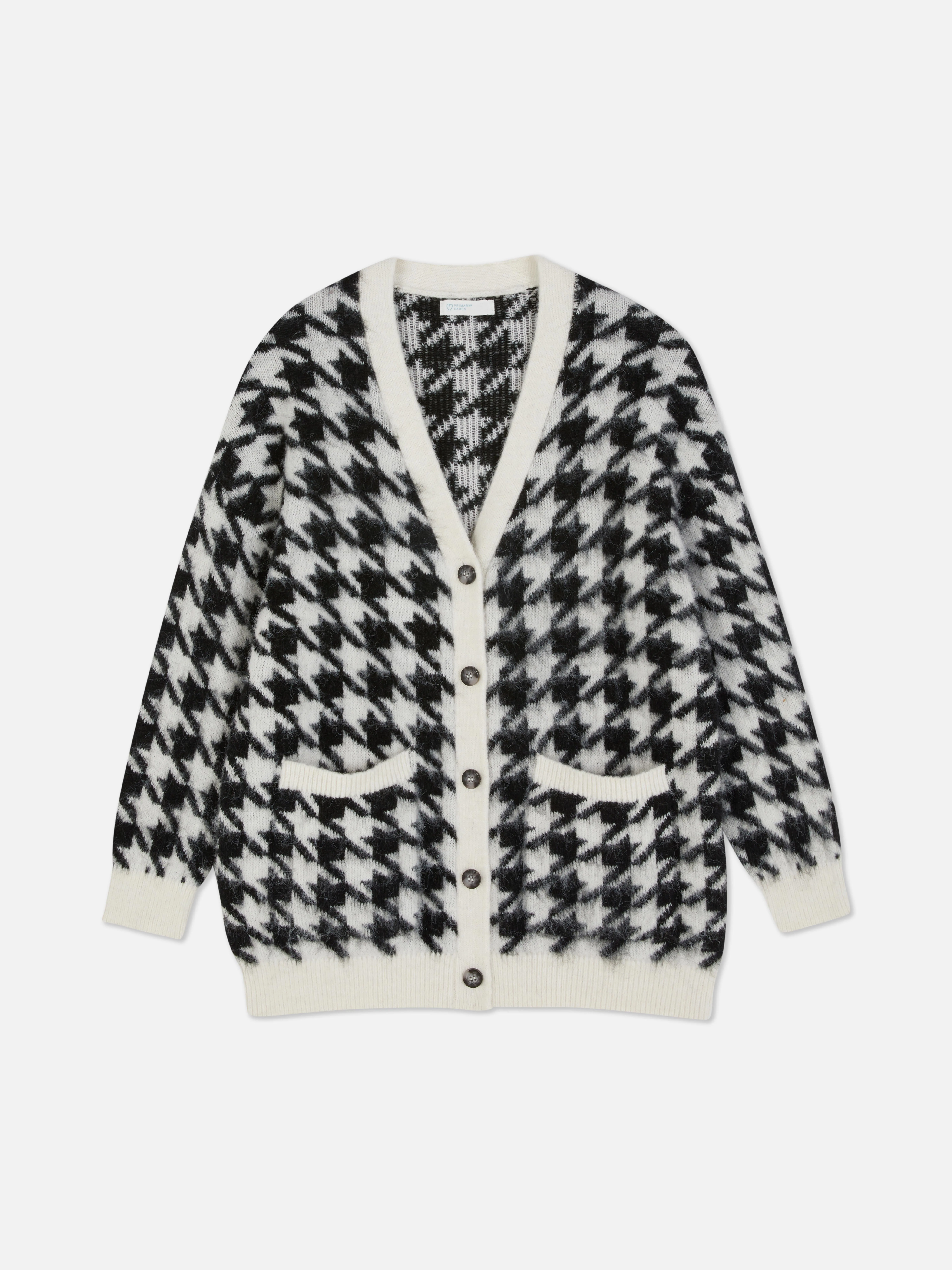 Cardigan boyfriend pied-de-poule