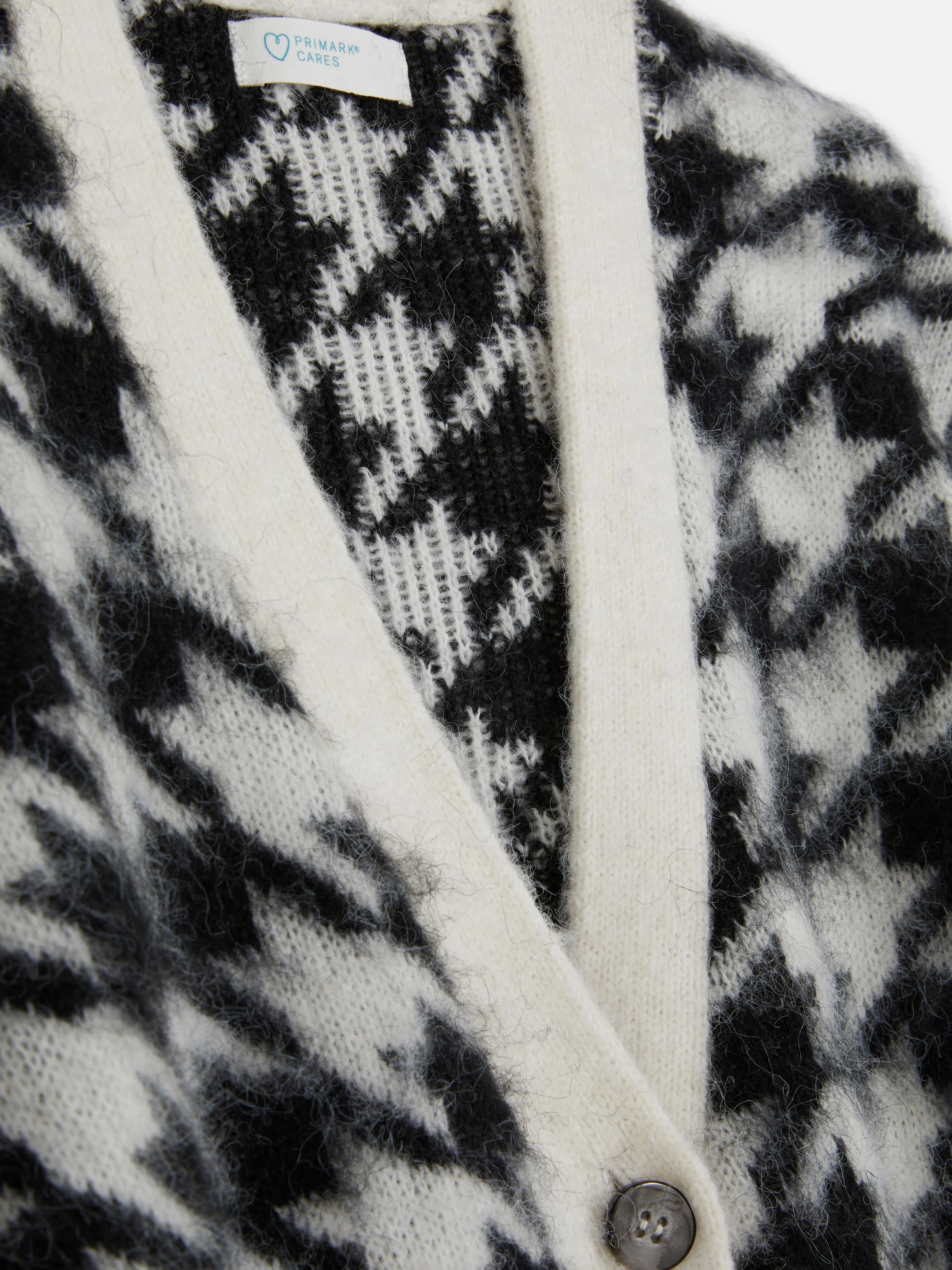 Cardigan boyfriend pied-de-poule