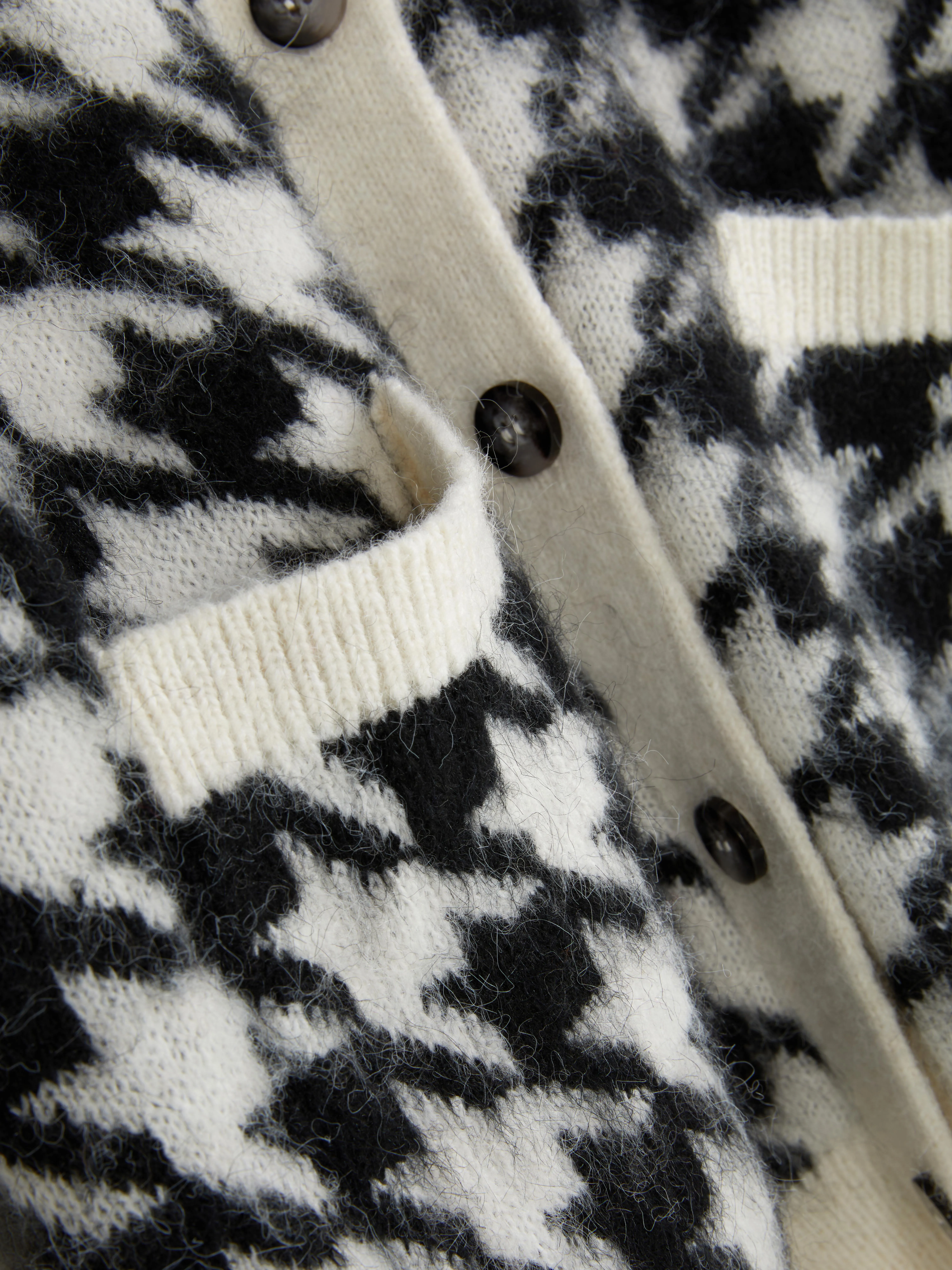 Cardigan boyfriend pied-de-poule