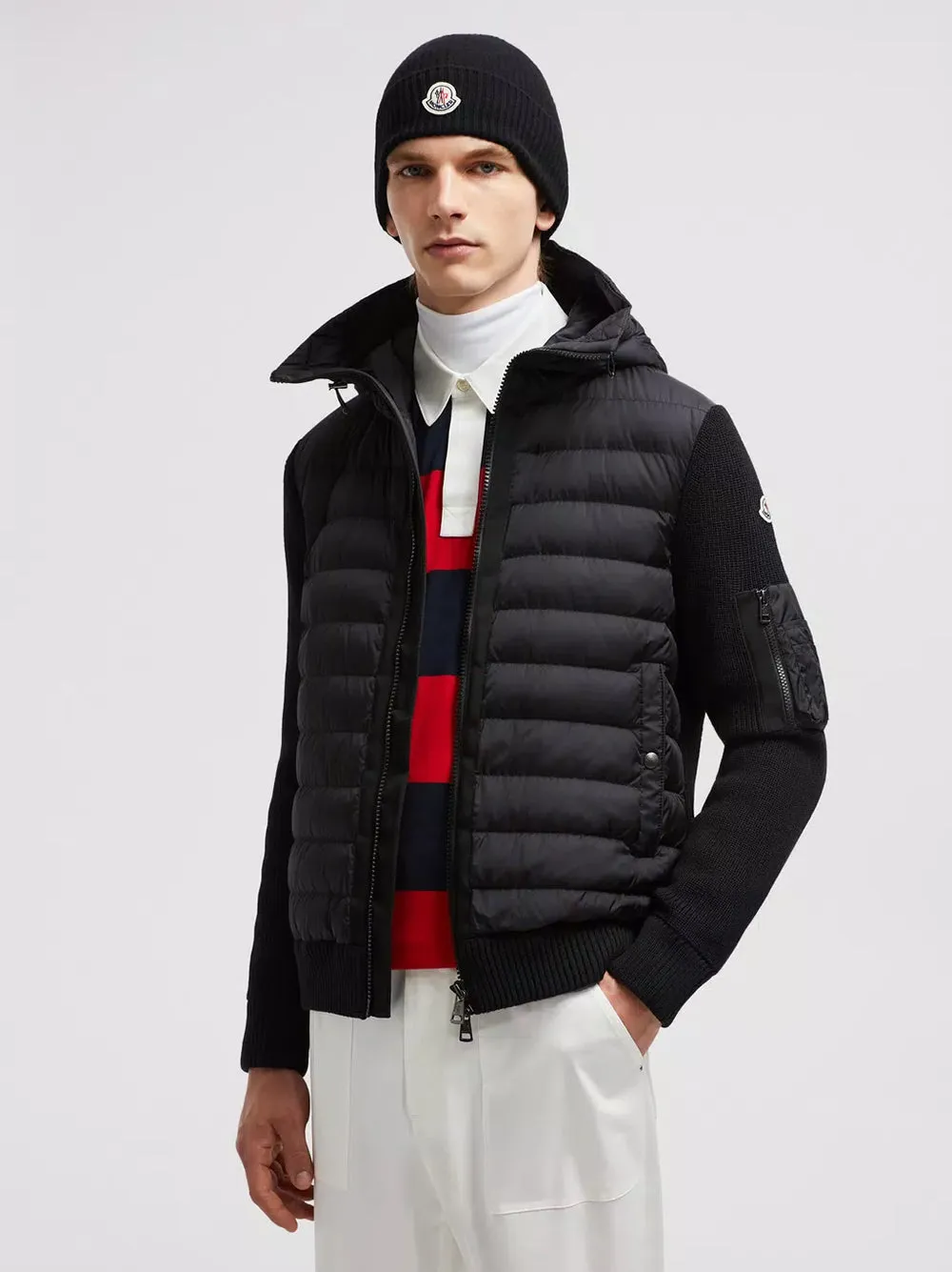 Cardigan con cappuccio imbottito