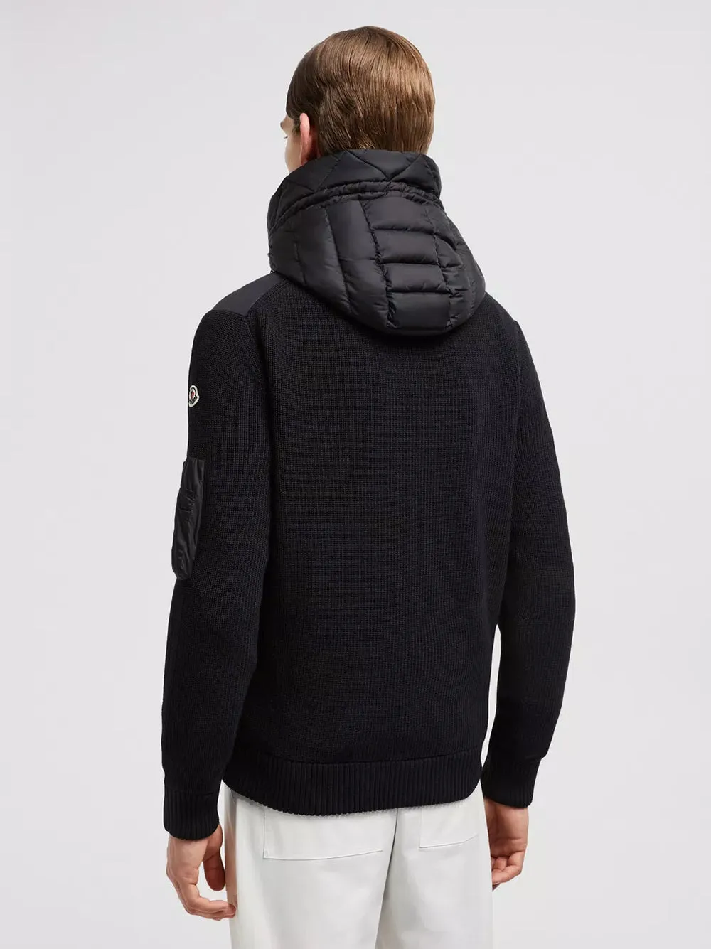 Cardigan con cappuccio imbottito