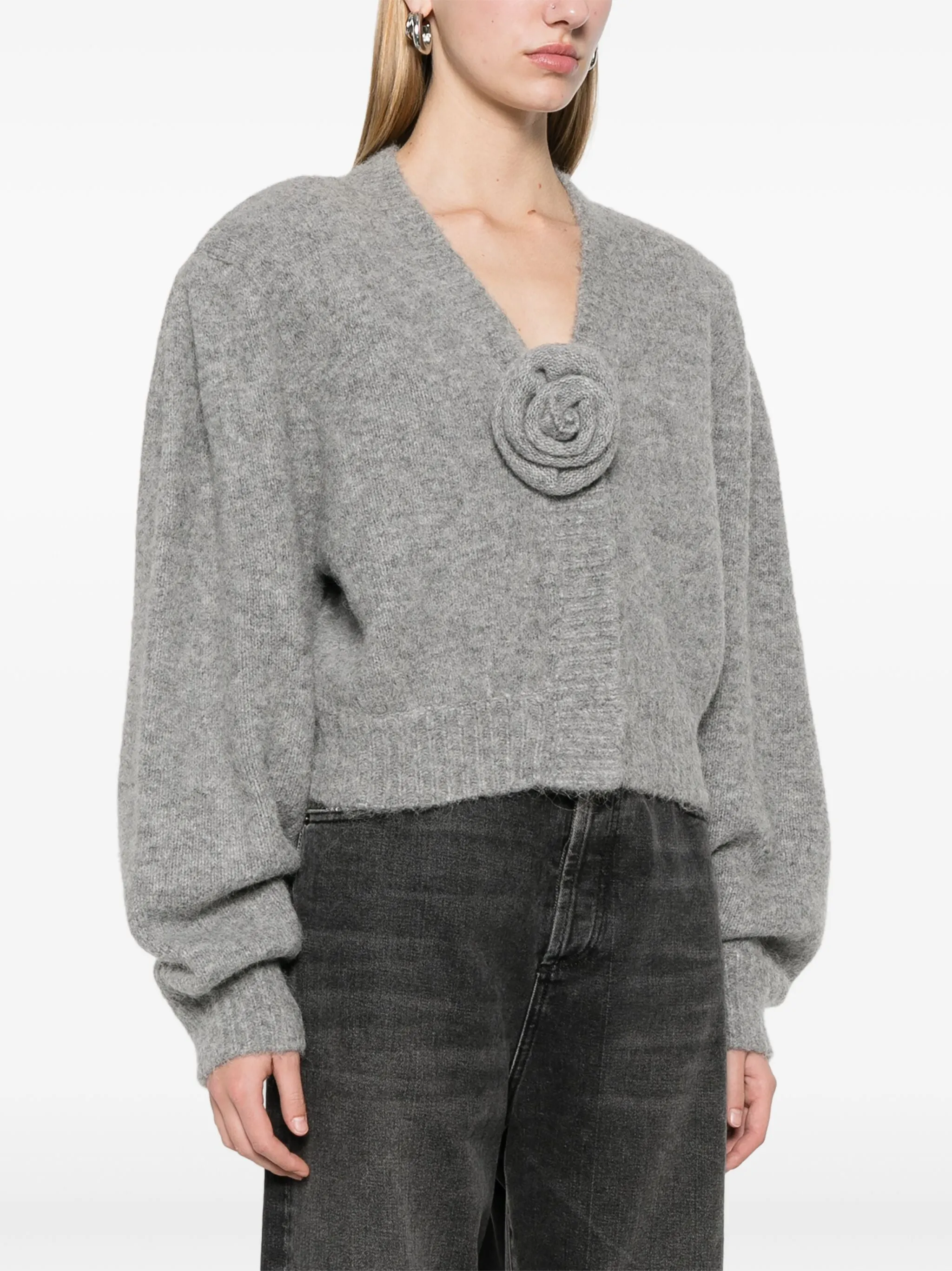 Cardigan corto in maglia grigio