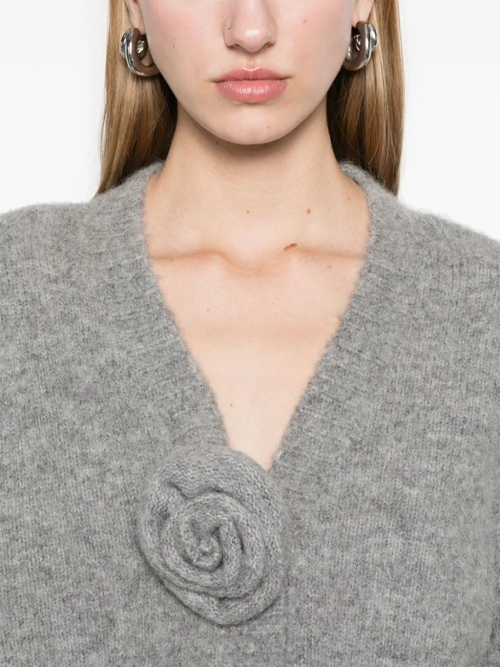 Cardigan corto in maglia grigio