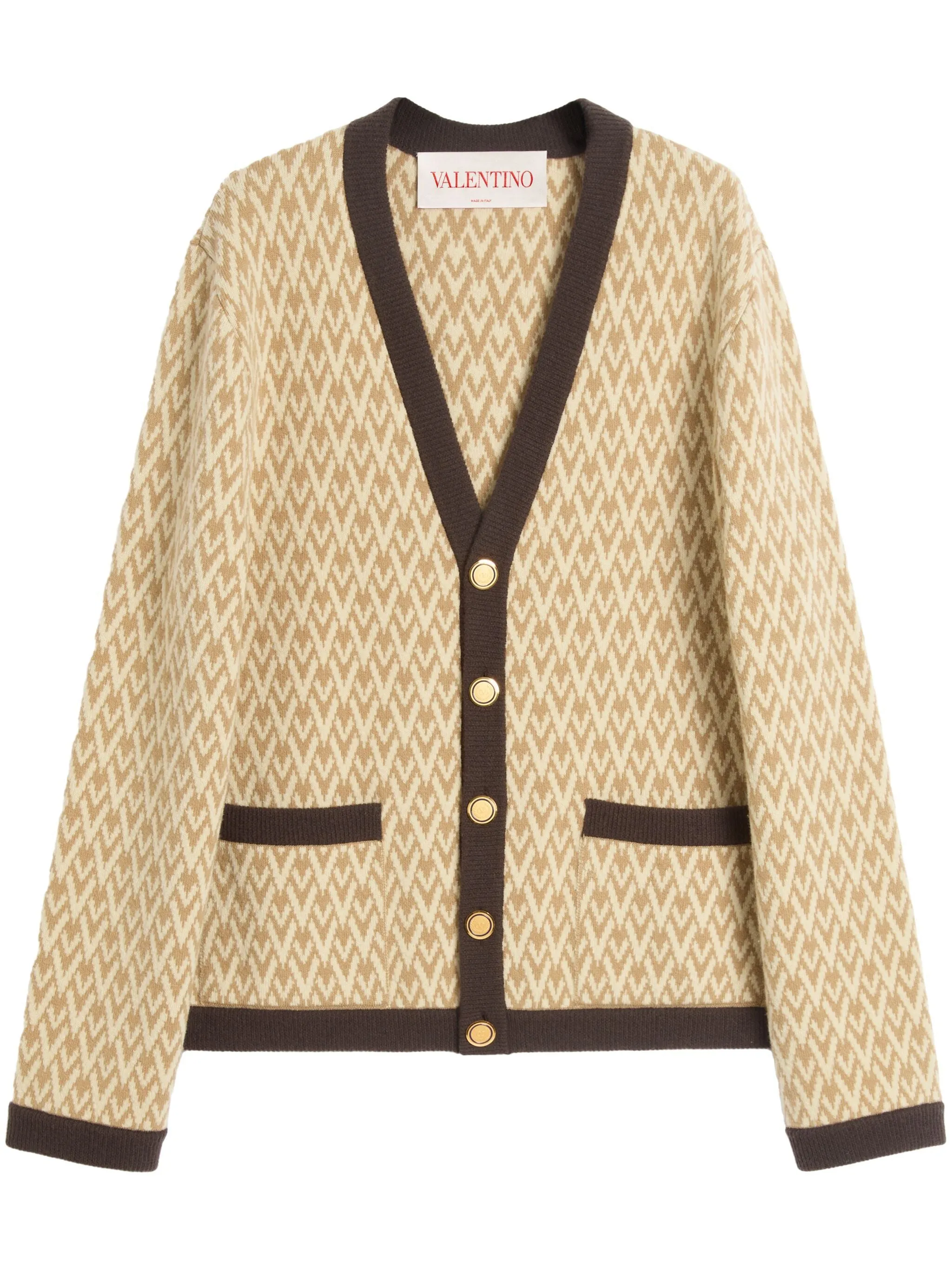 Cardigan in lana con motivo toute la V