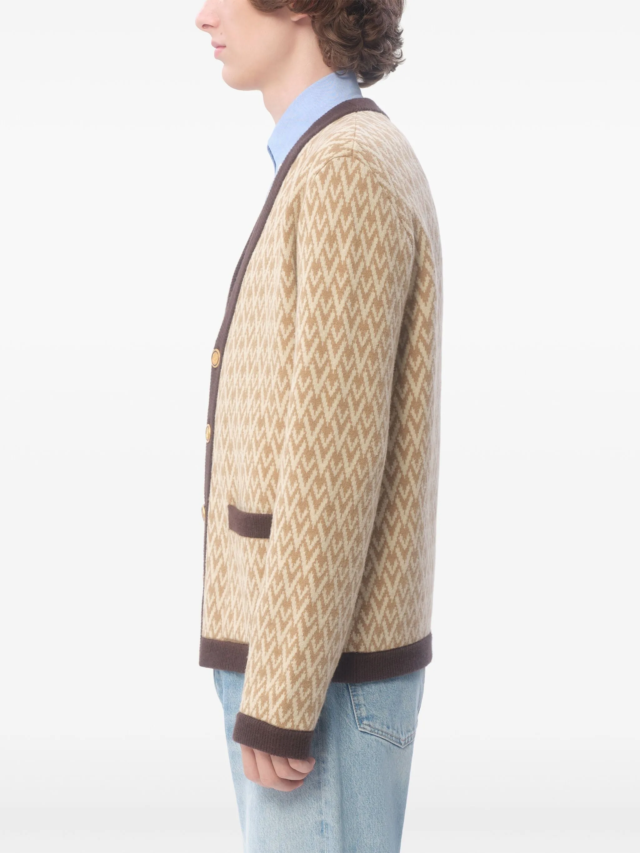 Cardigan in lana con motivo toute la V