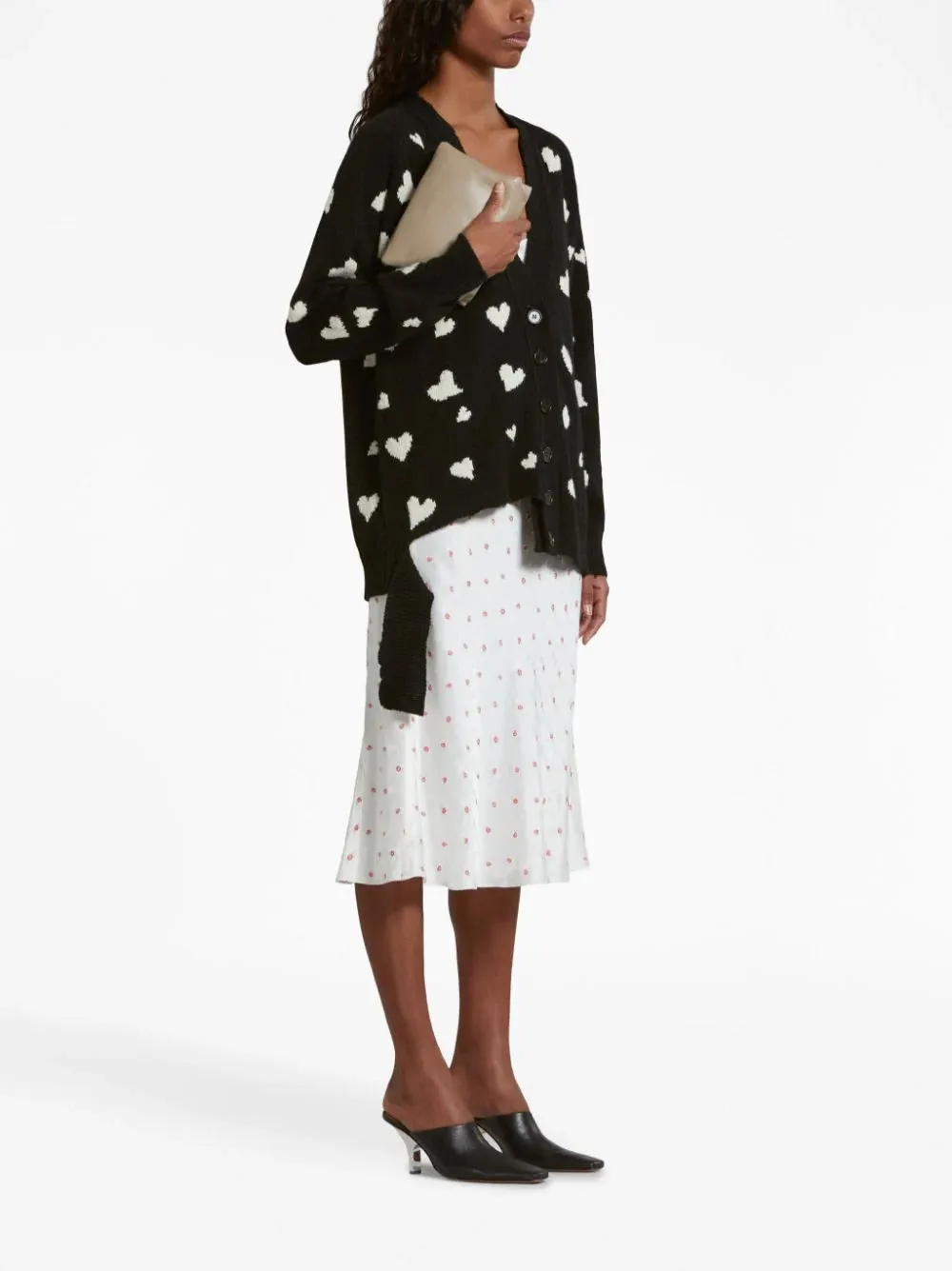Cardigan lungo con motivo Bunch of hearts