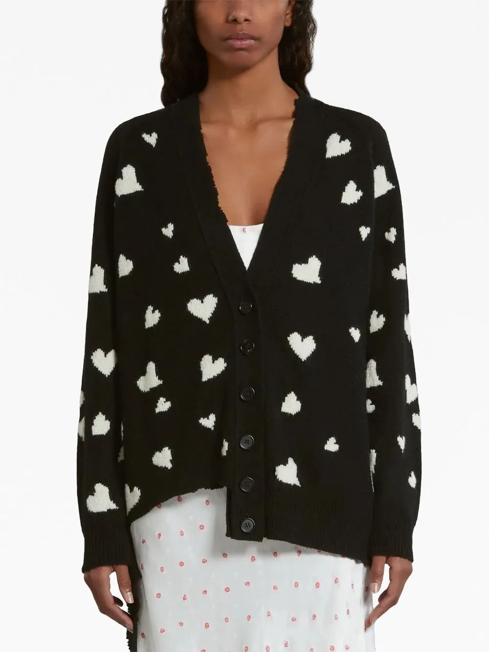 Cardigan lungo con motivo Bunch of hearts