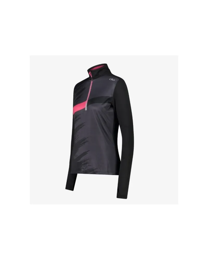 CMP Maglia a mezza zip in jersey stretch da donna