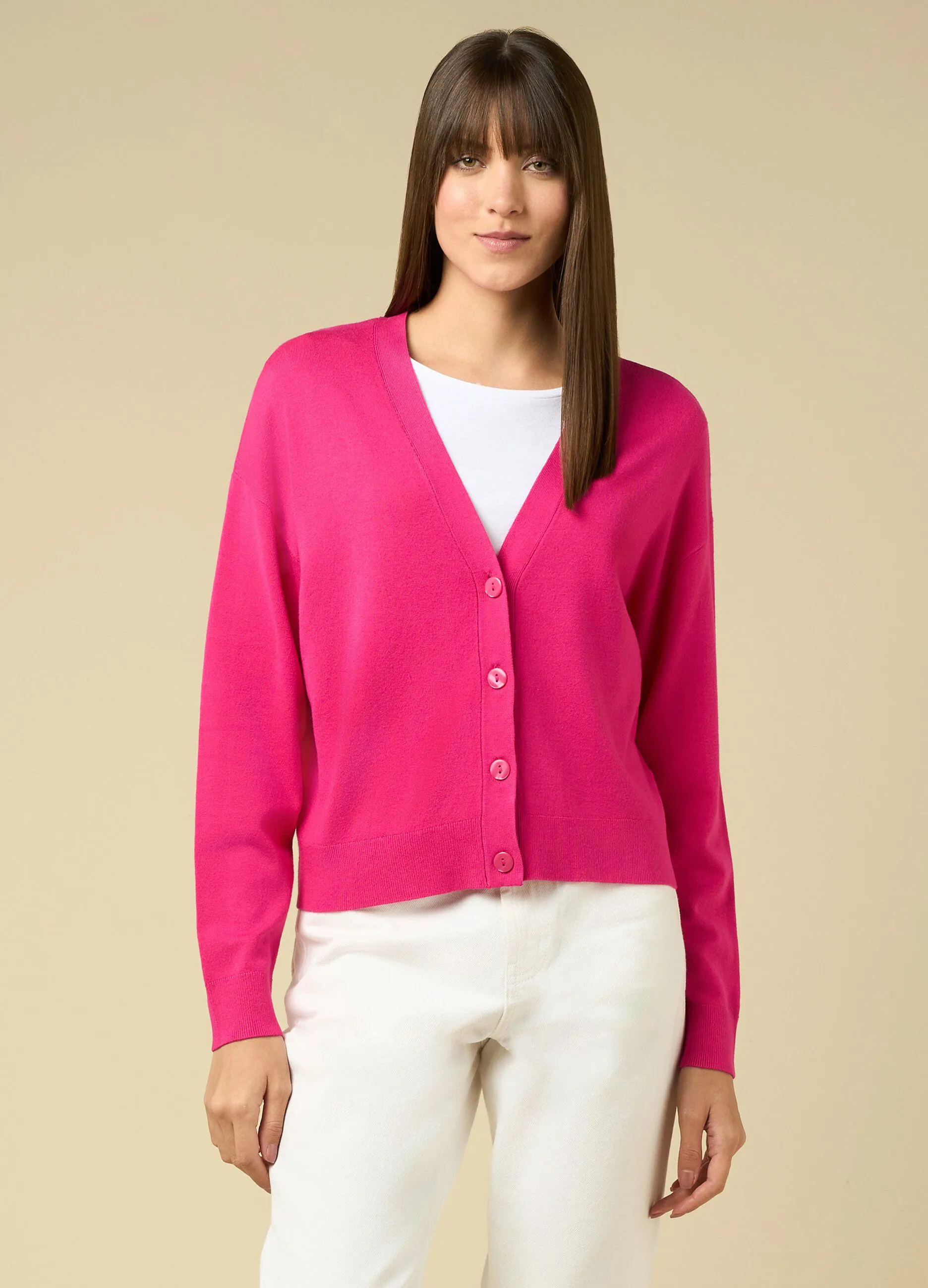 IWIE  Cardigan in misto viscosa con scollo a V donna
