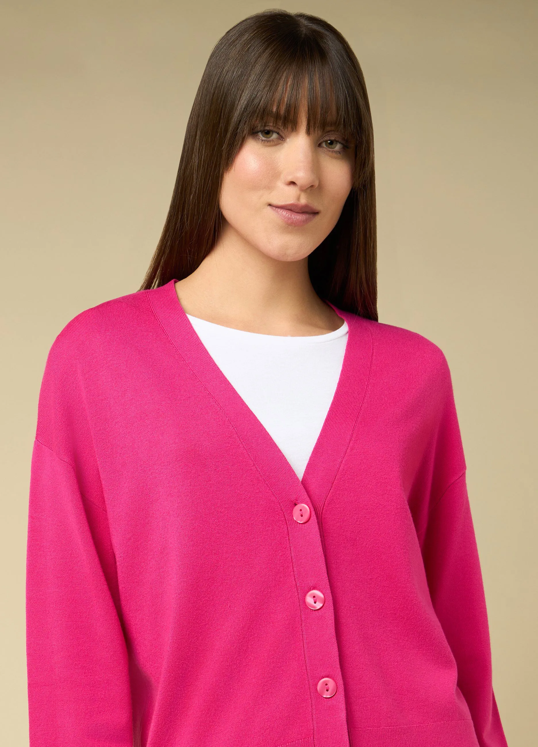 IWIE  Cardigan in misto viscosa con scollo a V donna