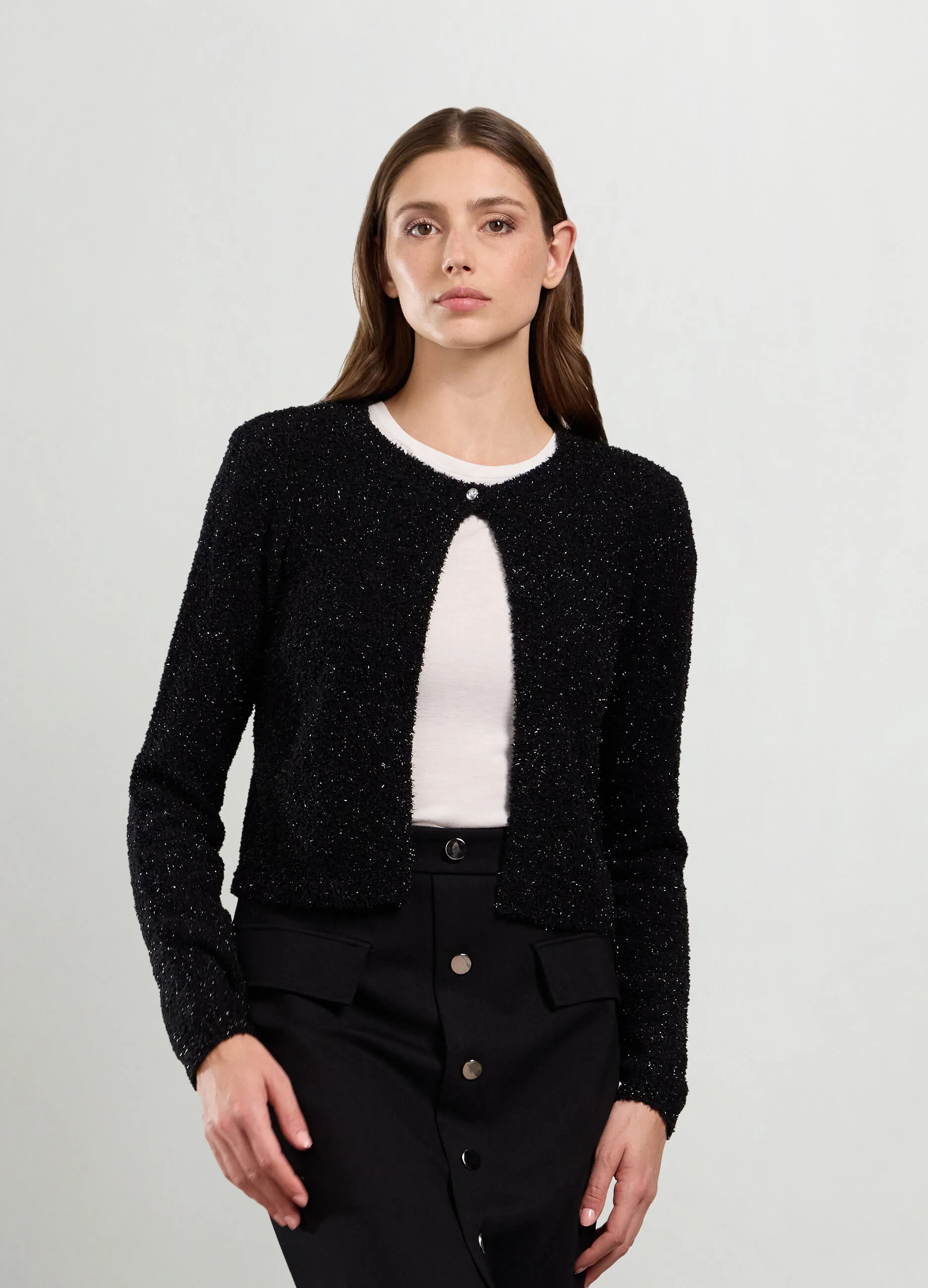 IWIE  Cardigan tricot con filo lurex donna