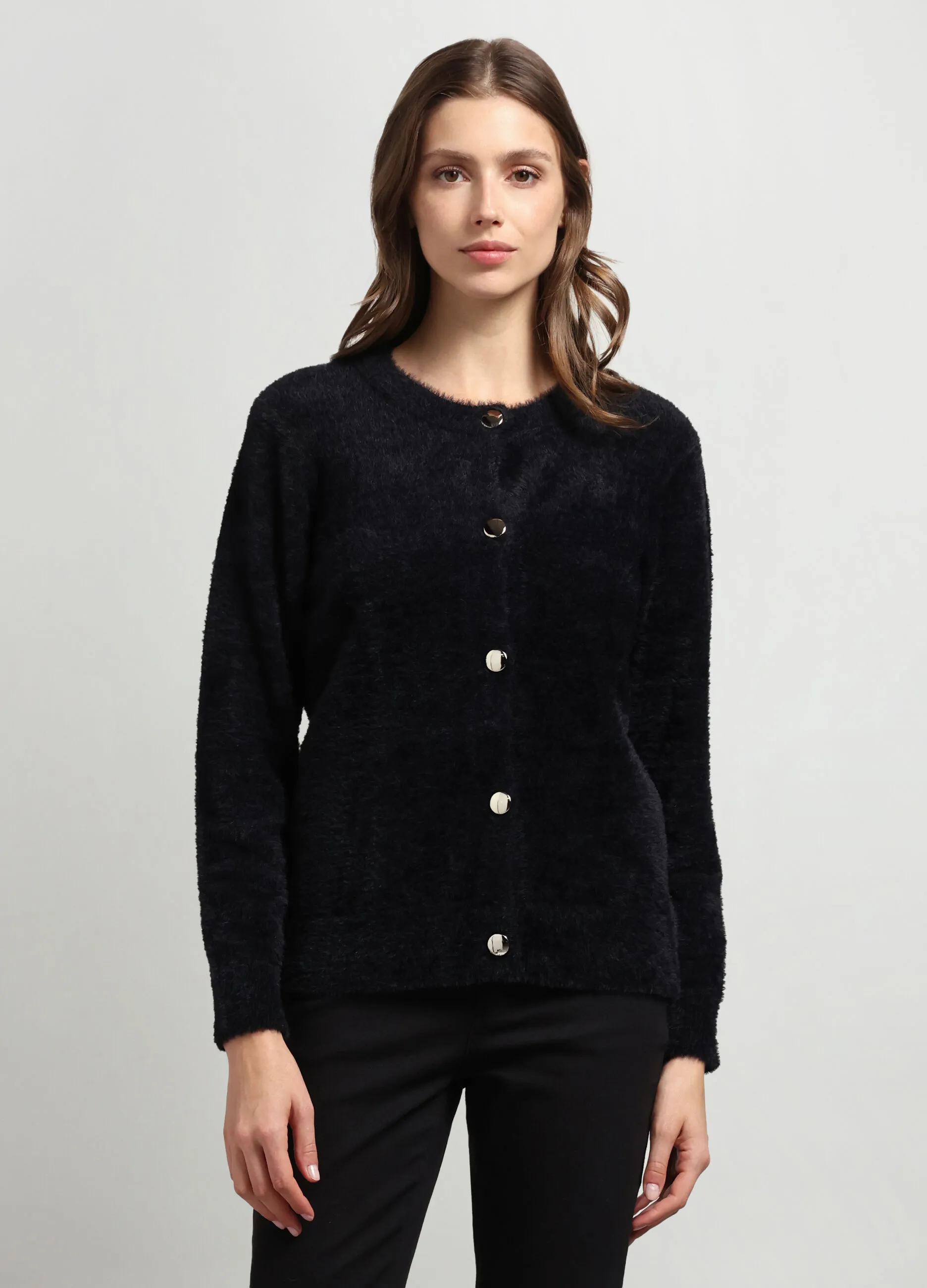IWIE  Cardigan tricot effetto eco fur donna