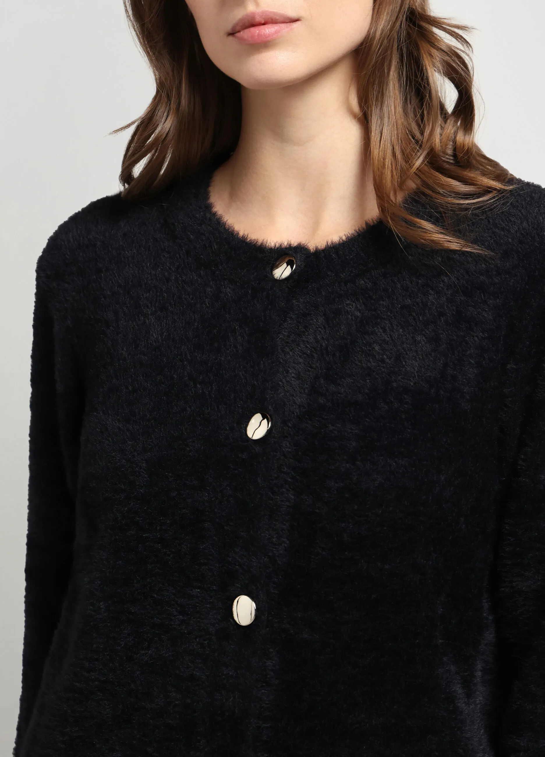 IWIE  Cardigan tricot effetto eco fur donna