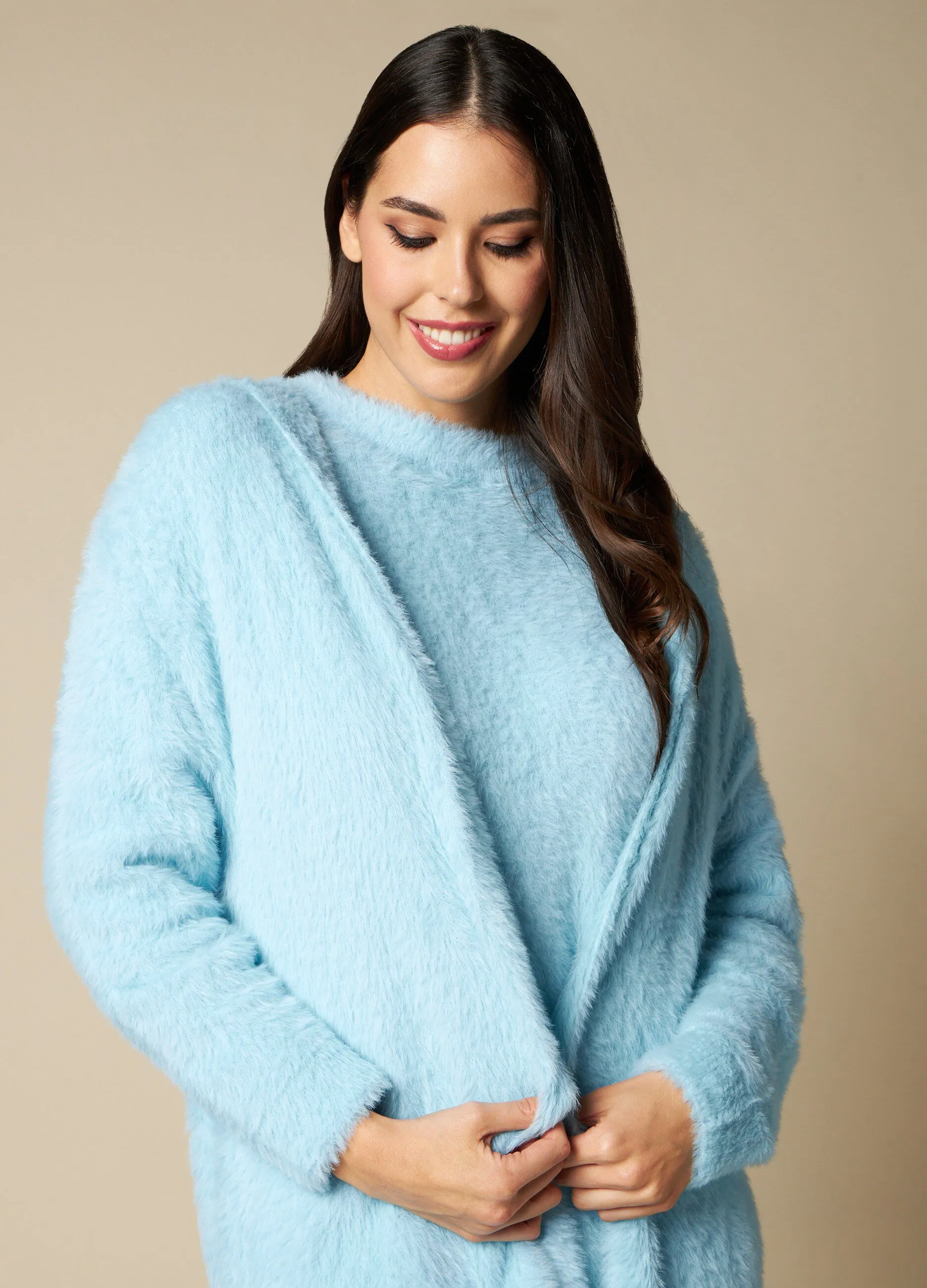 NYMOS  Cardigan pigiama in filato effetto pelliccia donna