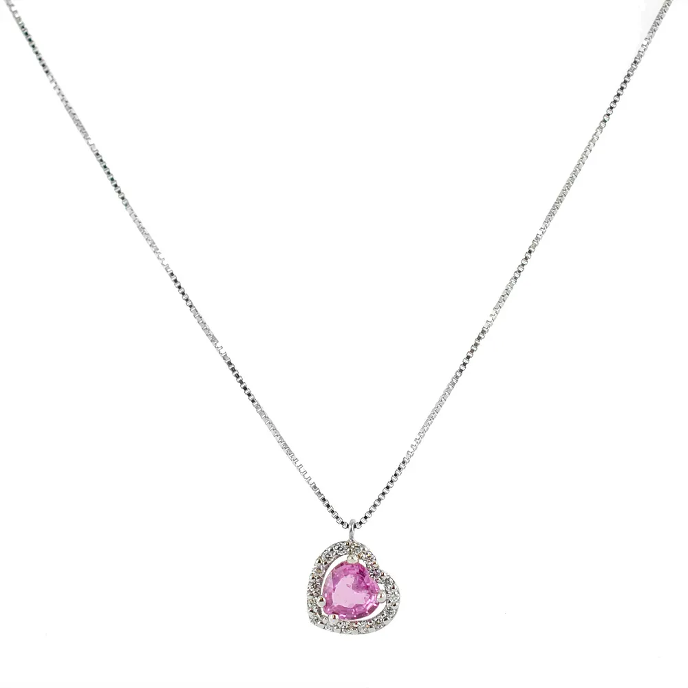 Parure Gioielli Cuore con Zaffiro rosa e diamanti