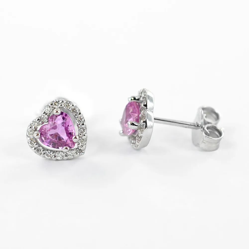 Parure Gioielli Cuore con Zaffiro rosa e diamanti