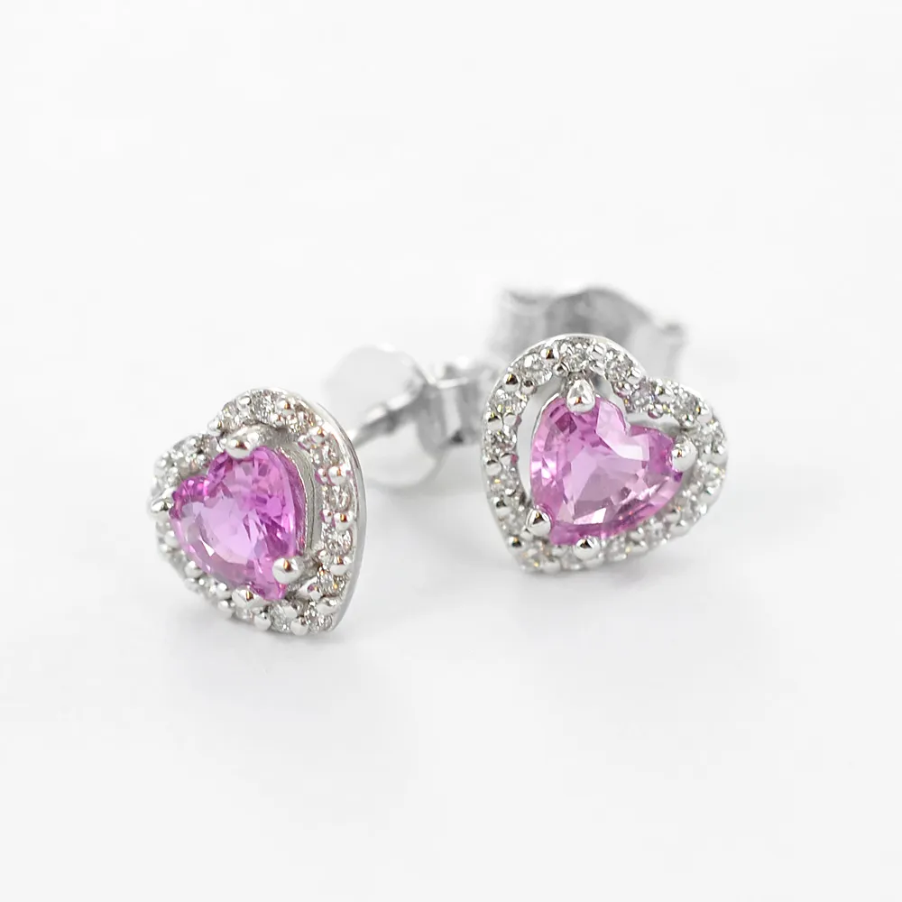 Parure Gioielli Cuore con Zaffiro rosa e diamanti