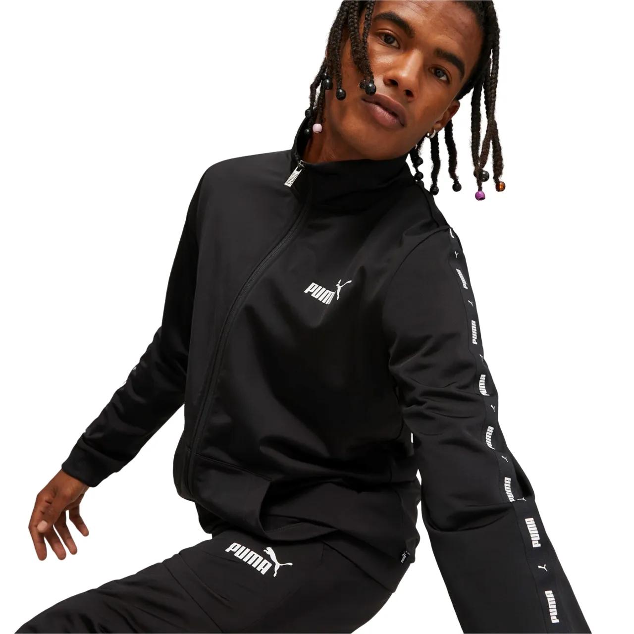 Puma Tuta in poliestere da uomo Tape poly suit 677429-01 nero