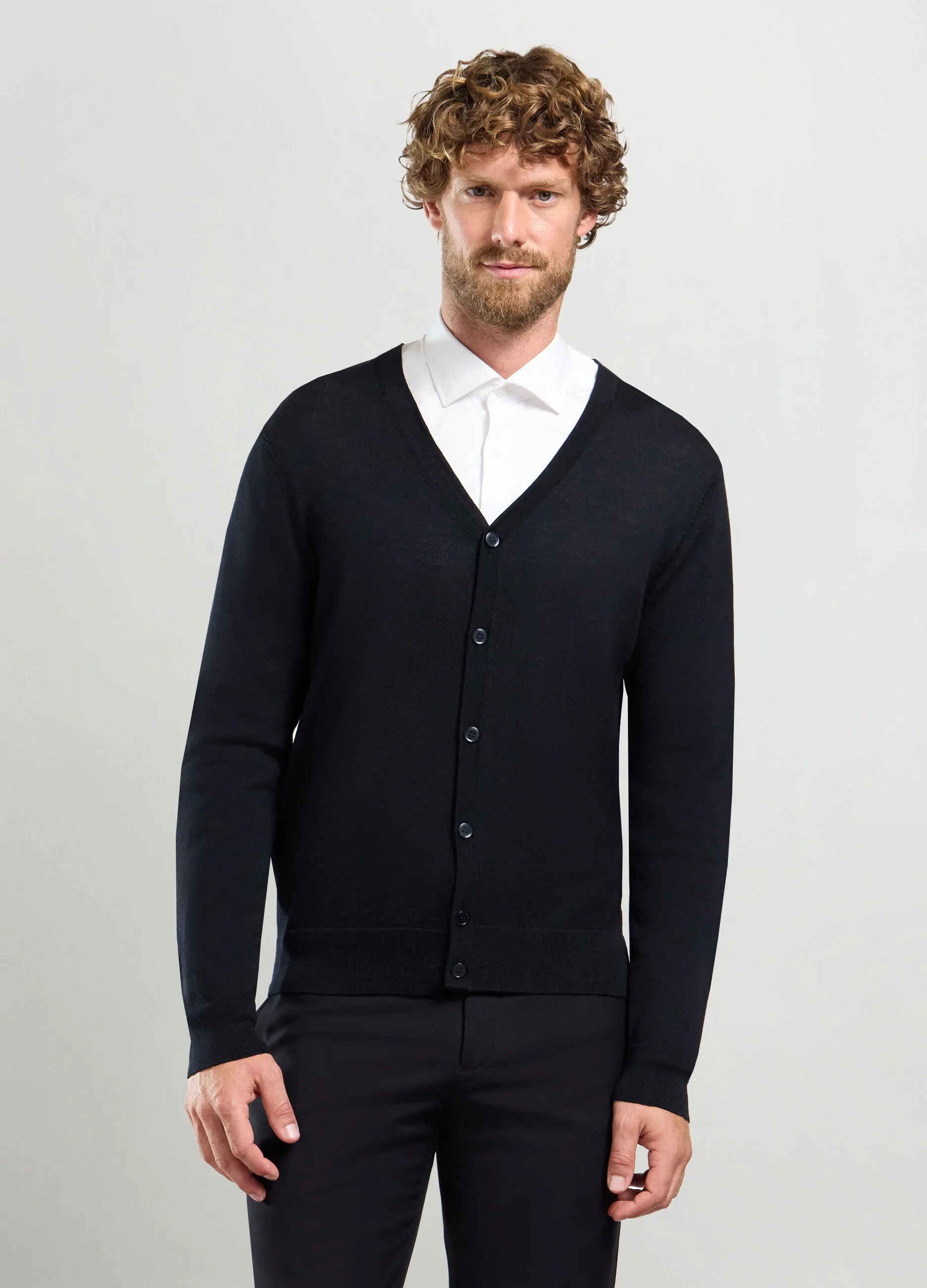 RUMFORD  Cardigan collo a V in maglia rasata uomo