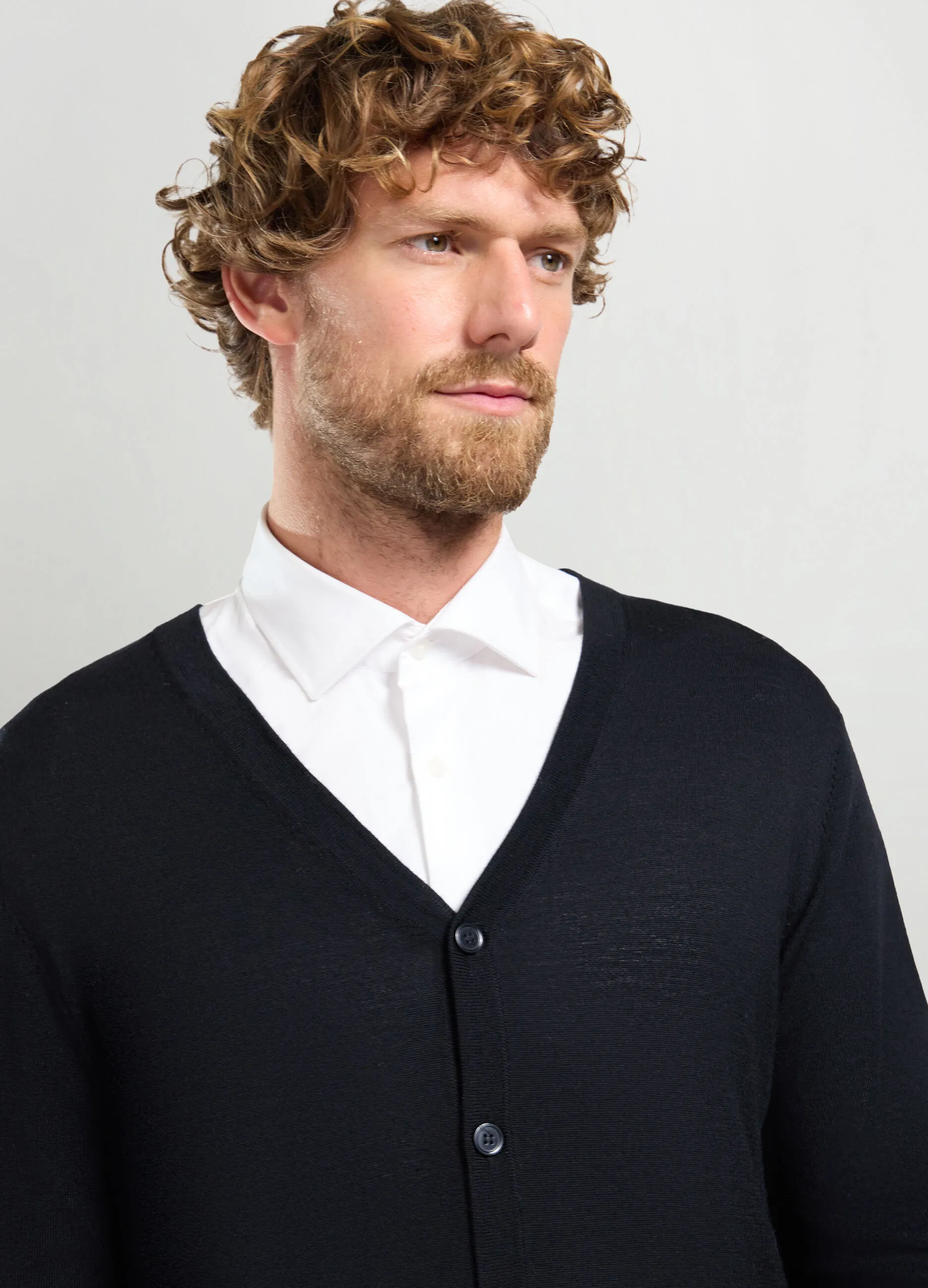 RUMFORD  Cardigan collo a V in maglia rasata uomo