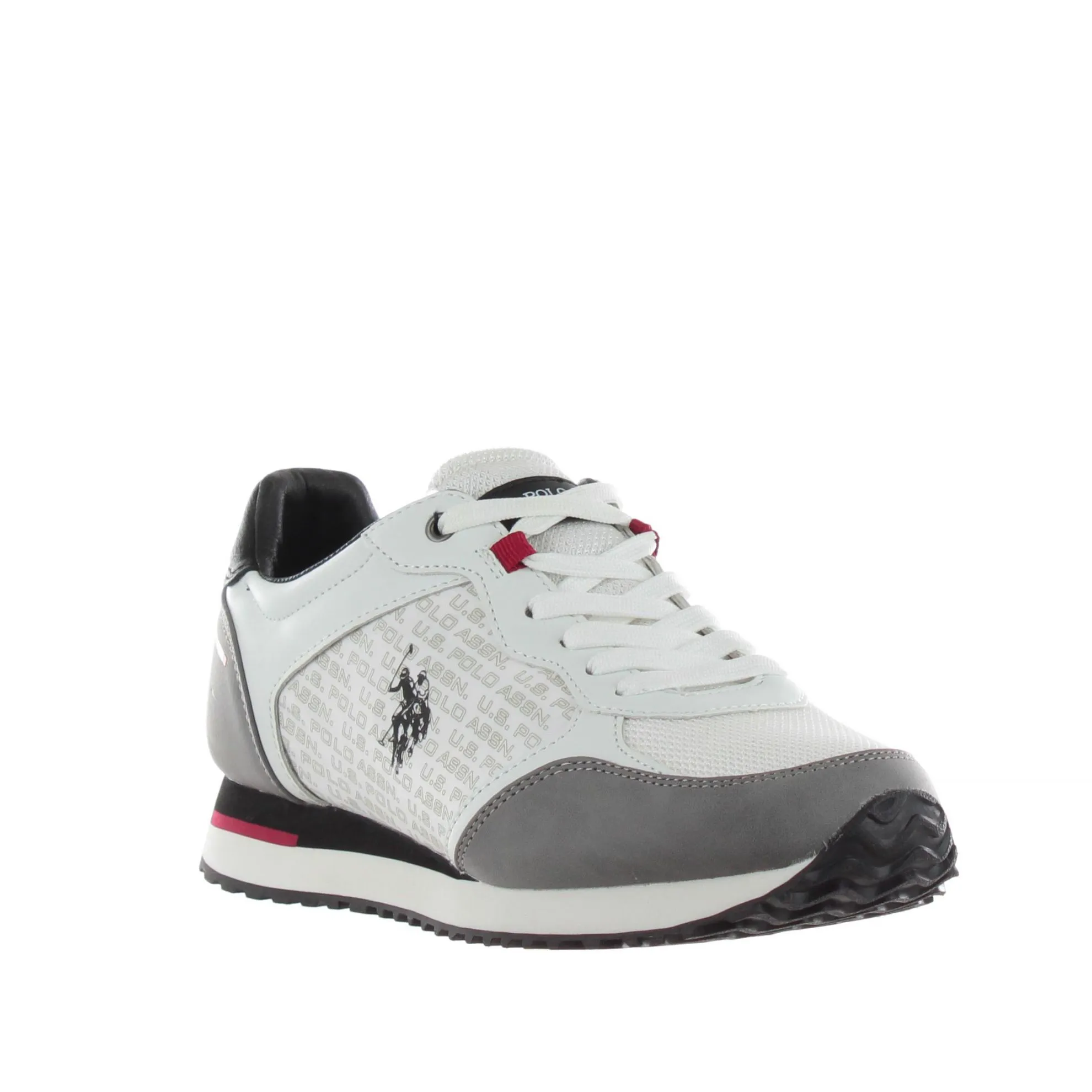 Sneaker in pelle e tessuto logato