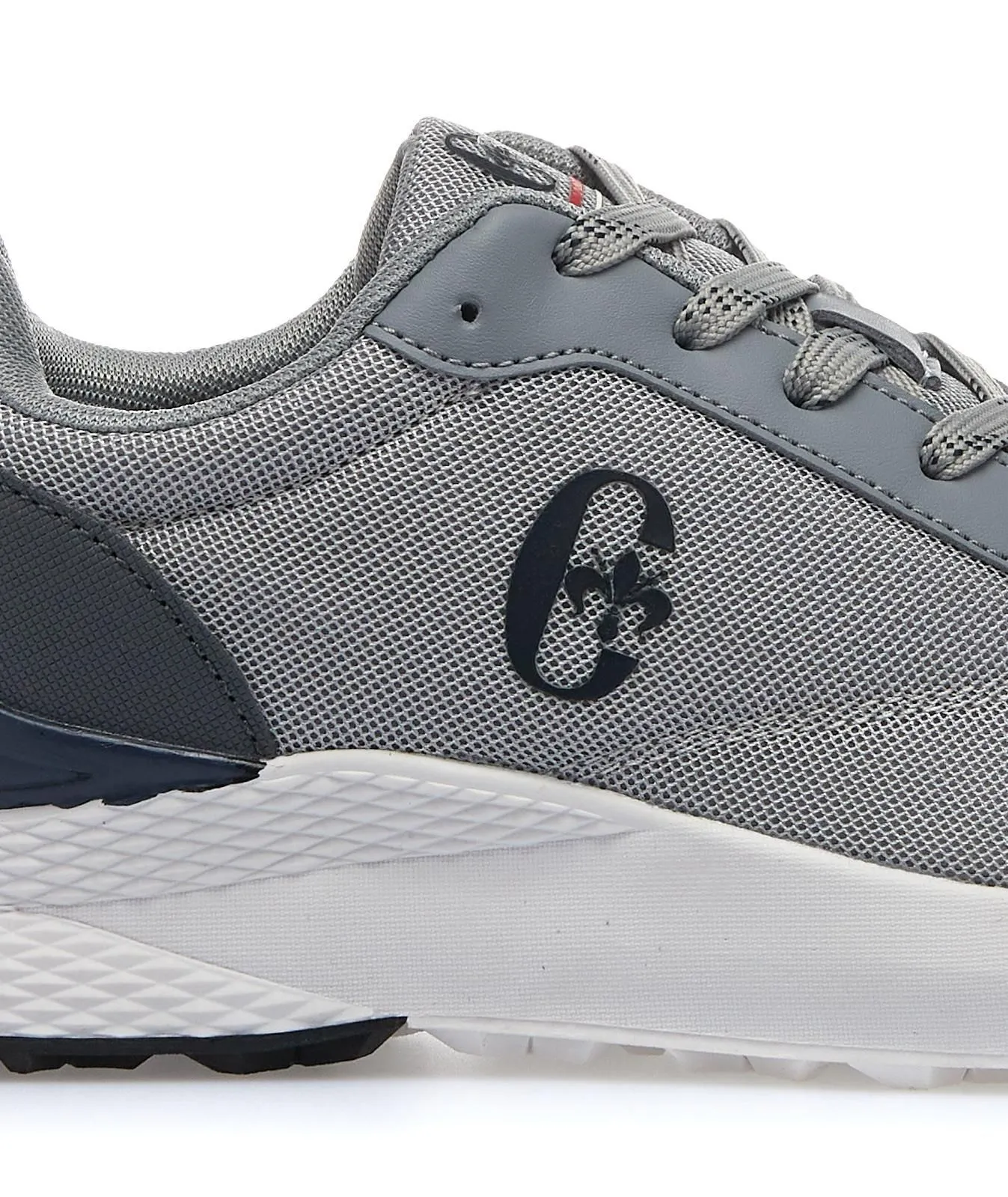 Sneakers grigie in tessuto con suola in gomma