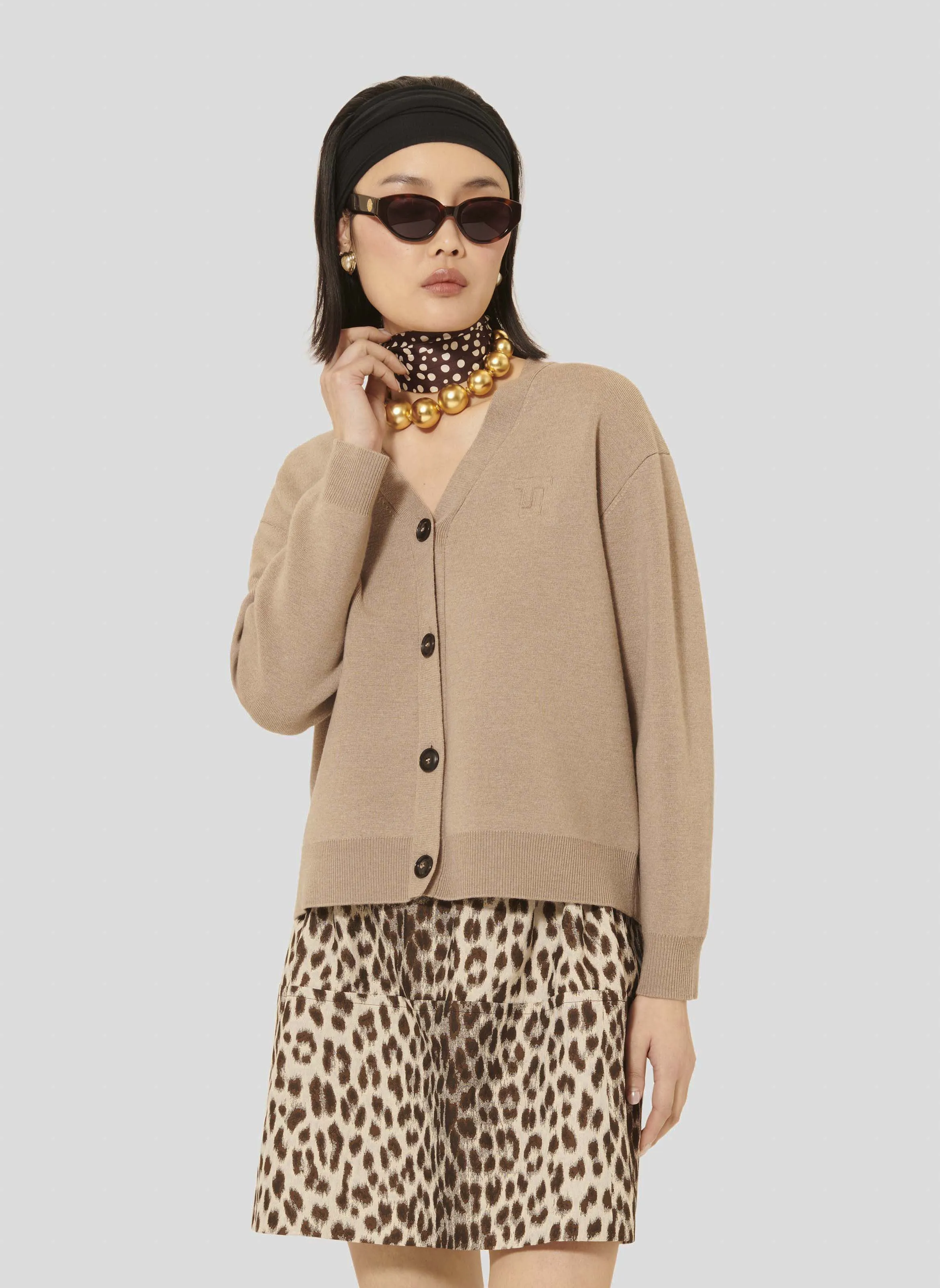  TARA JARMON   GIBUS - Cardigan dritto in misto lana | Marrone