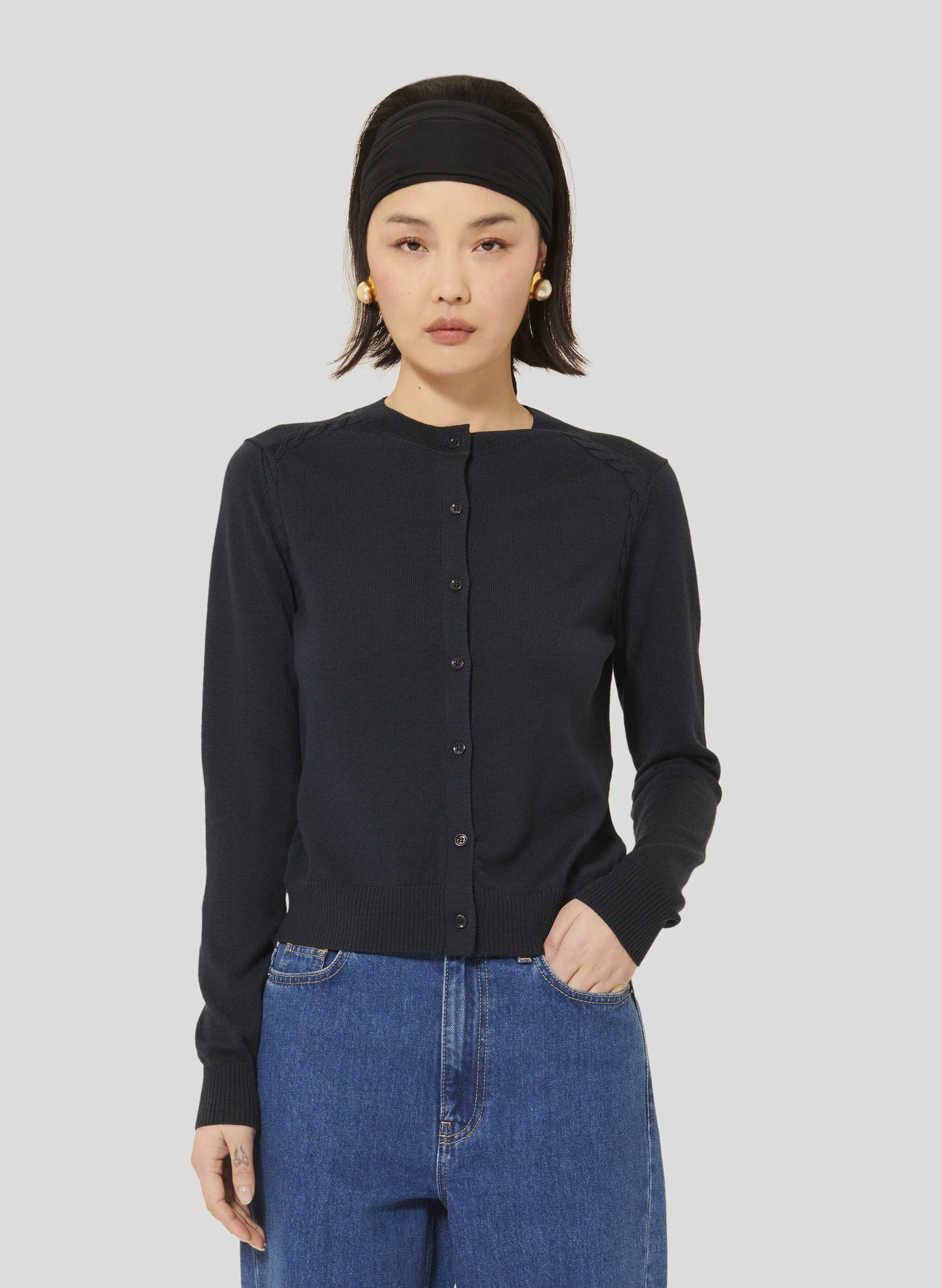  TARA JARMON   GINNO - Cardigan dritto in lana | Blu