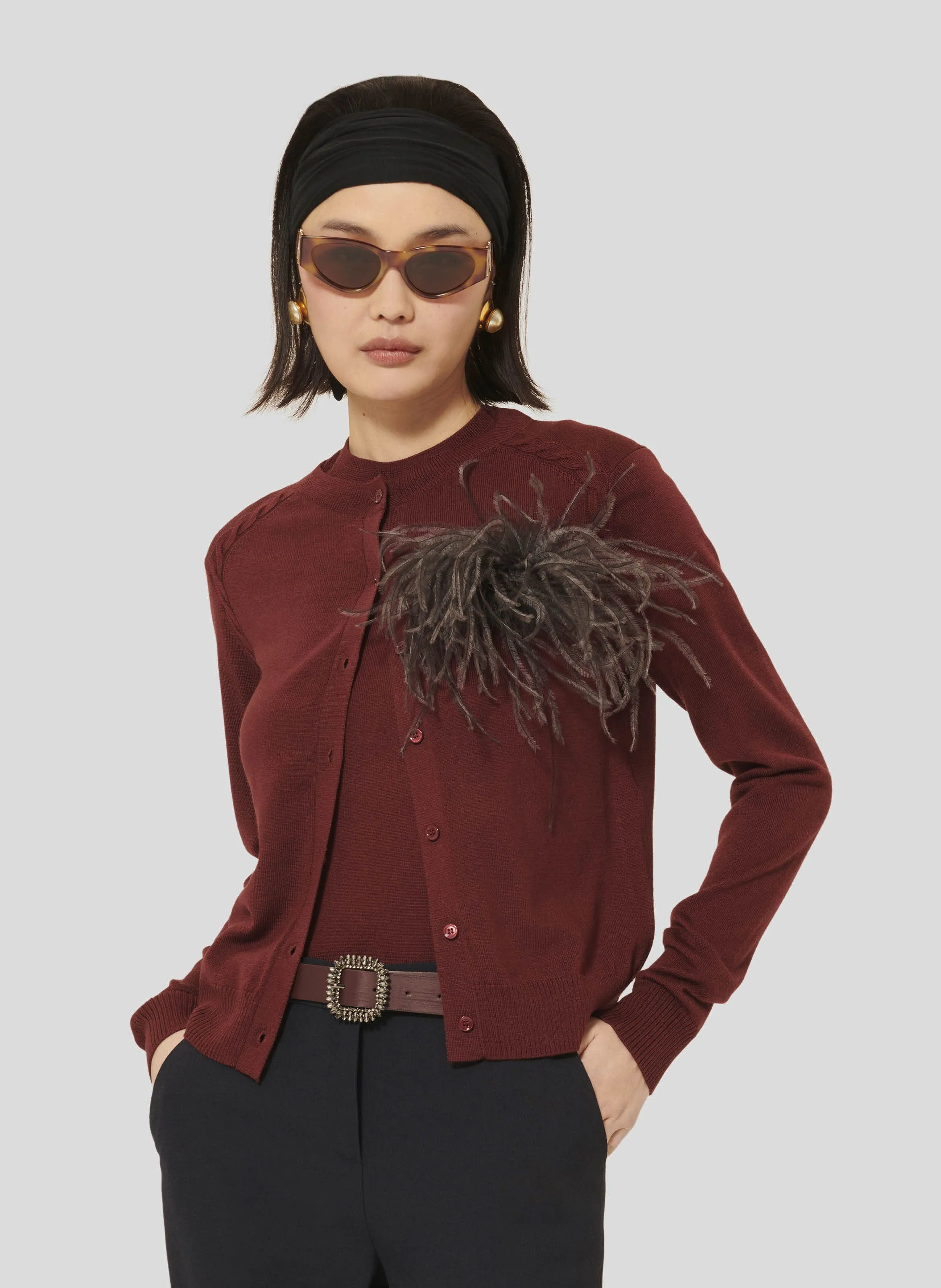  TARA JARMON   GINNO - Cardigan dritto in lana | Rosso