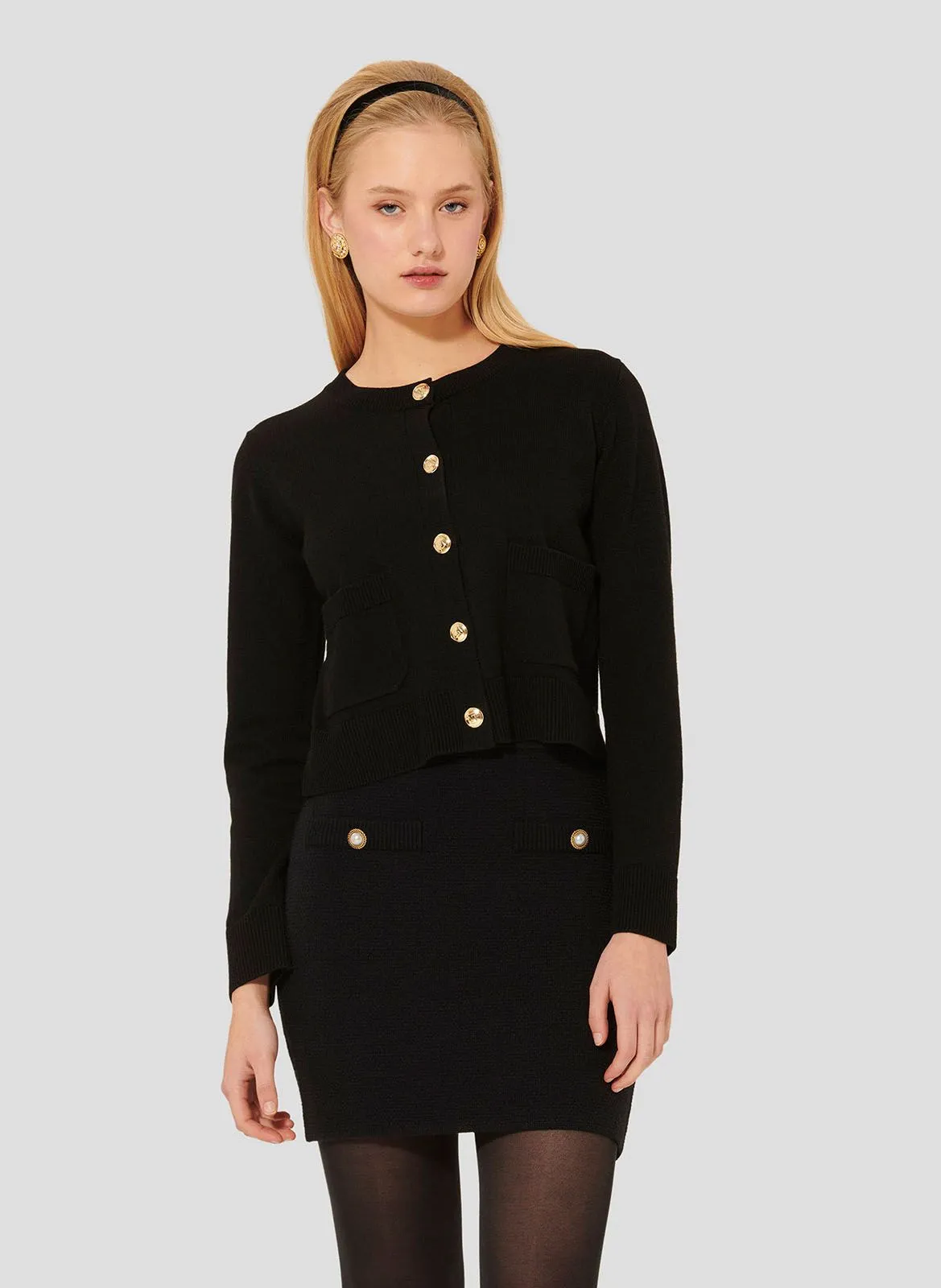  TARA JARMON   GYSLAIN - Cardigan dritto in maglia | Nero