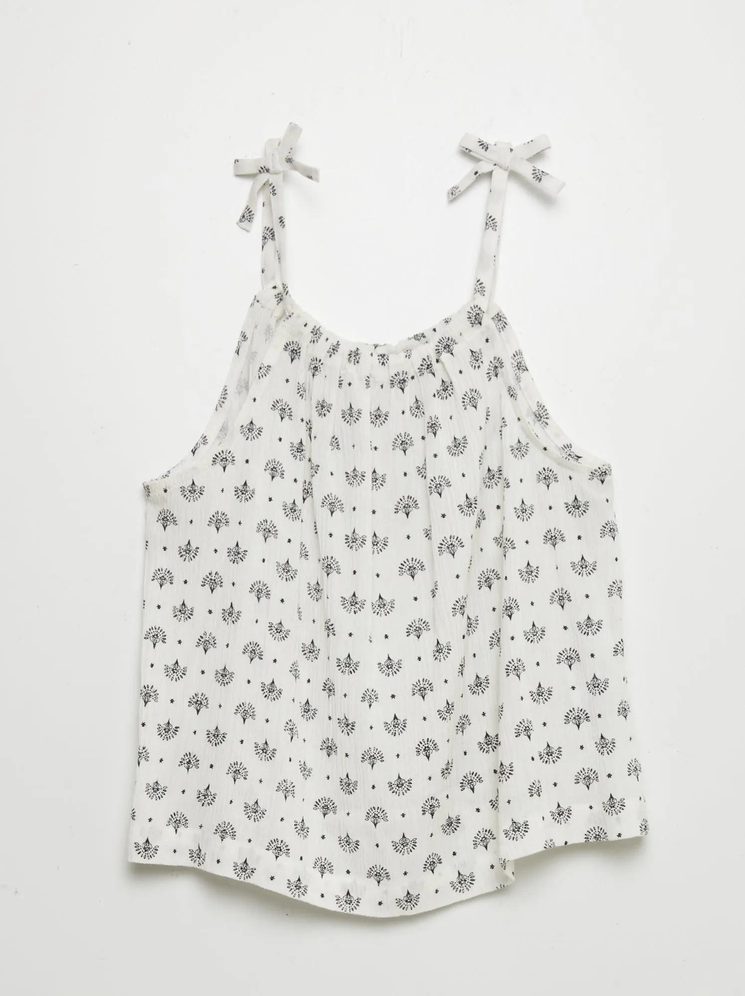 Top in tessuto crêpe stampato - BIANCO