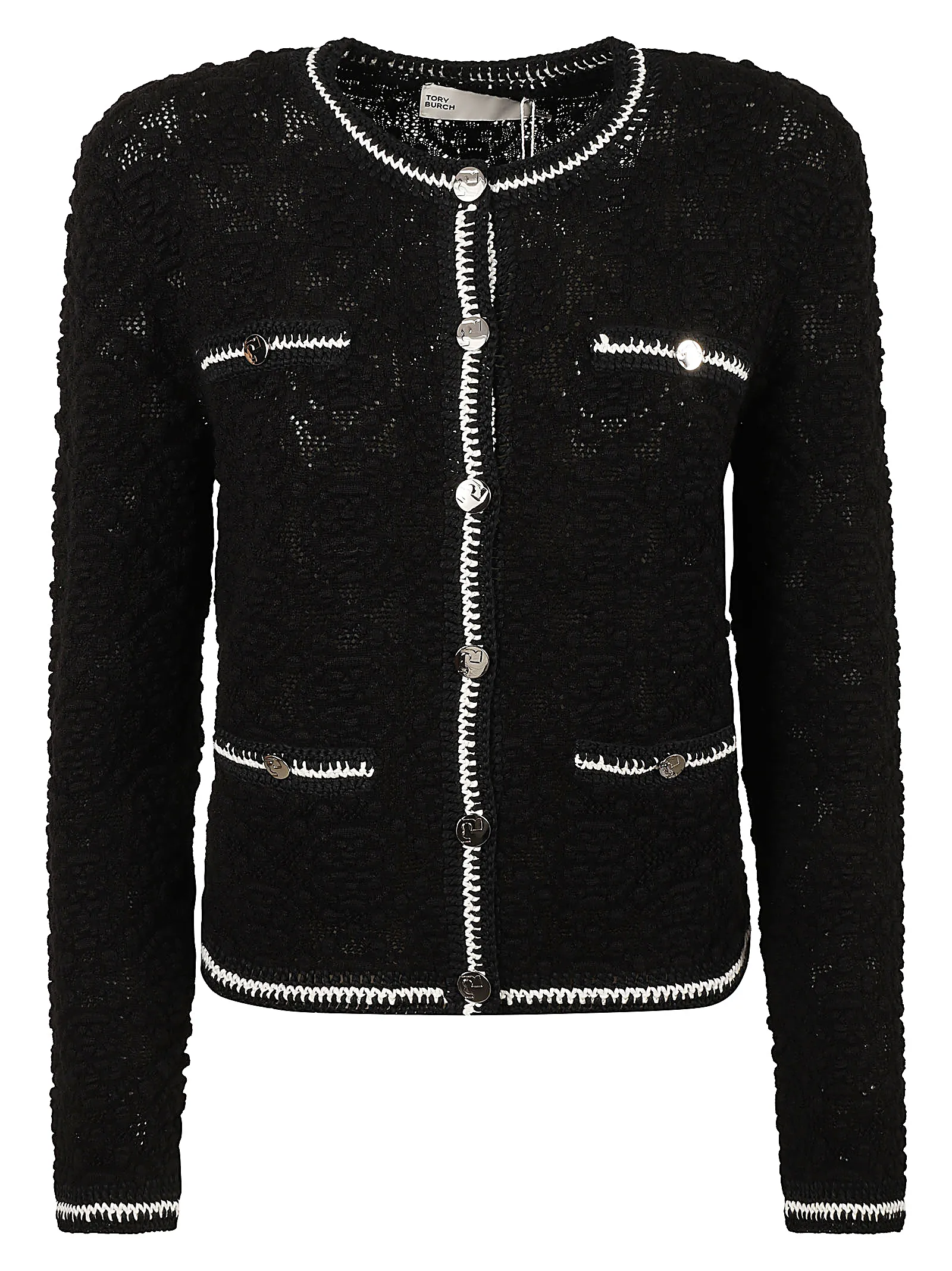 TORY BURCHKendra Logo Lace Cardigan Black